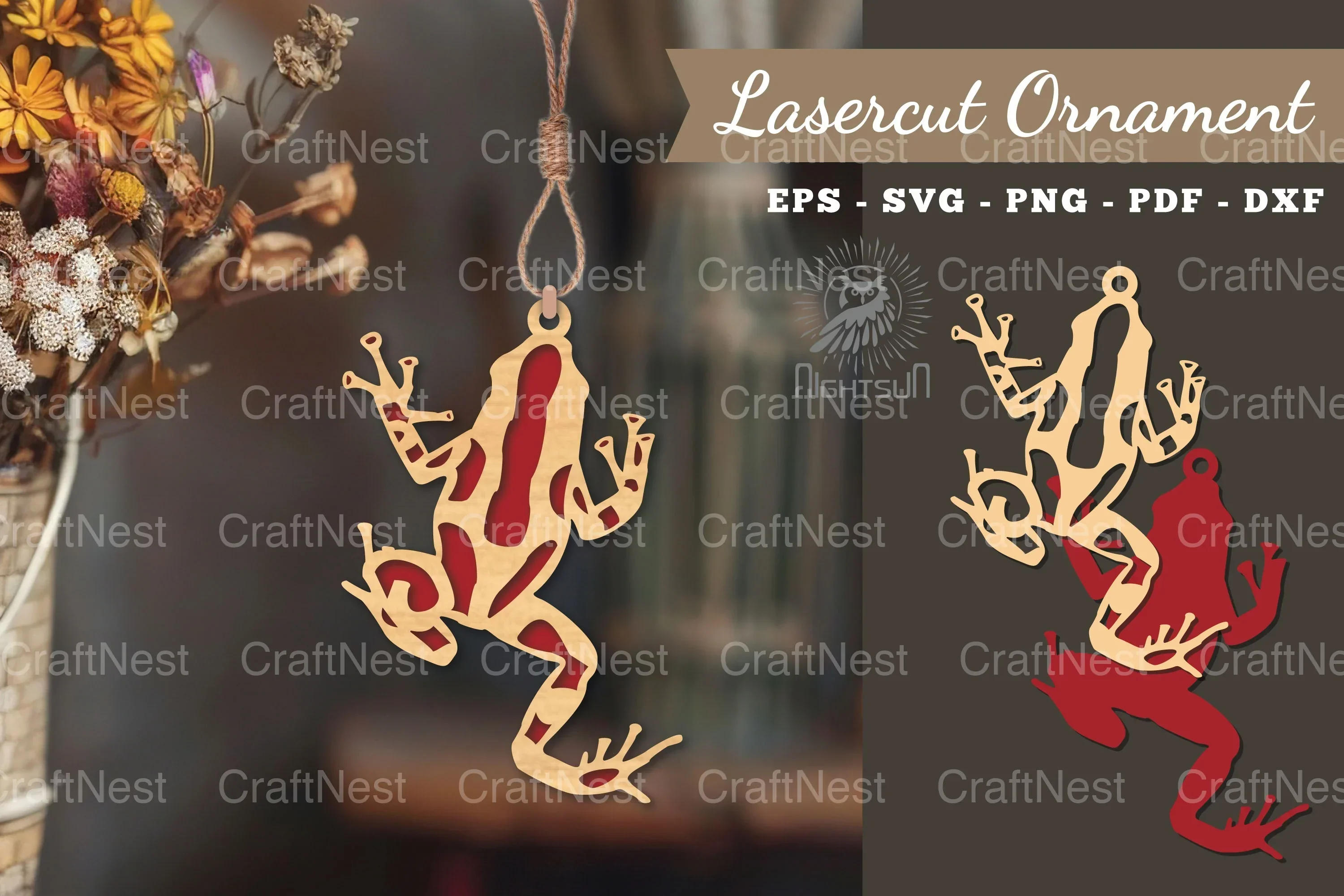 Frog Laser Cut Ornament Clipart Bundle
