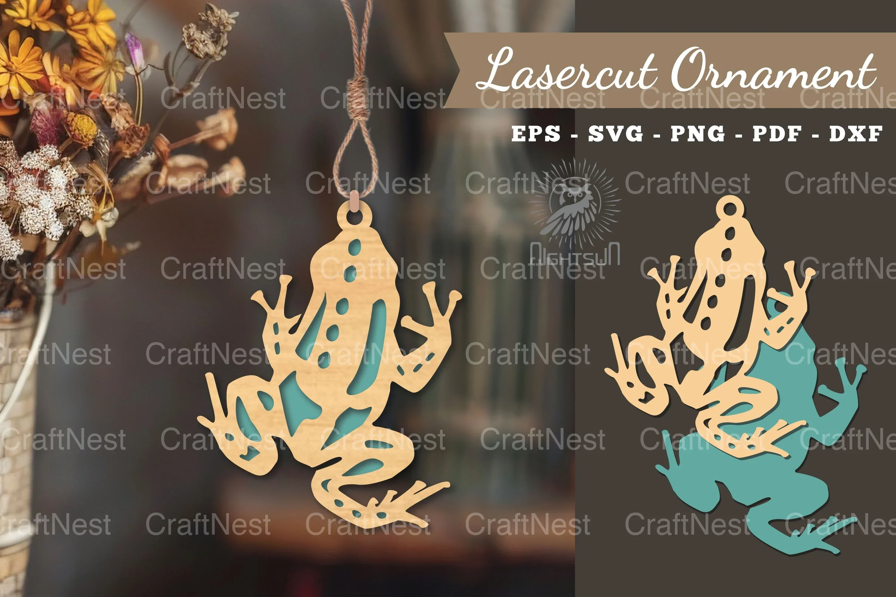 Frog Laser Cut Ornament Clipart Bundle