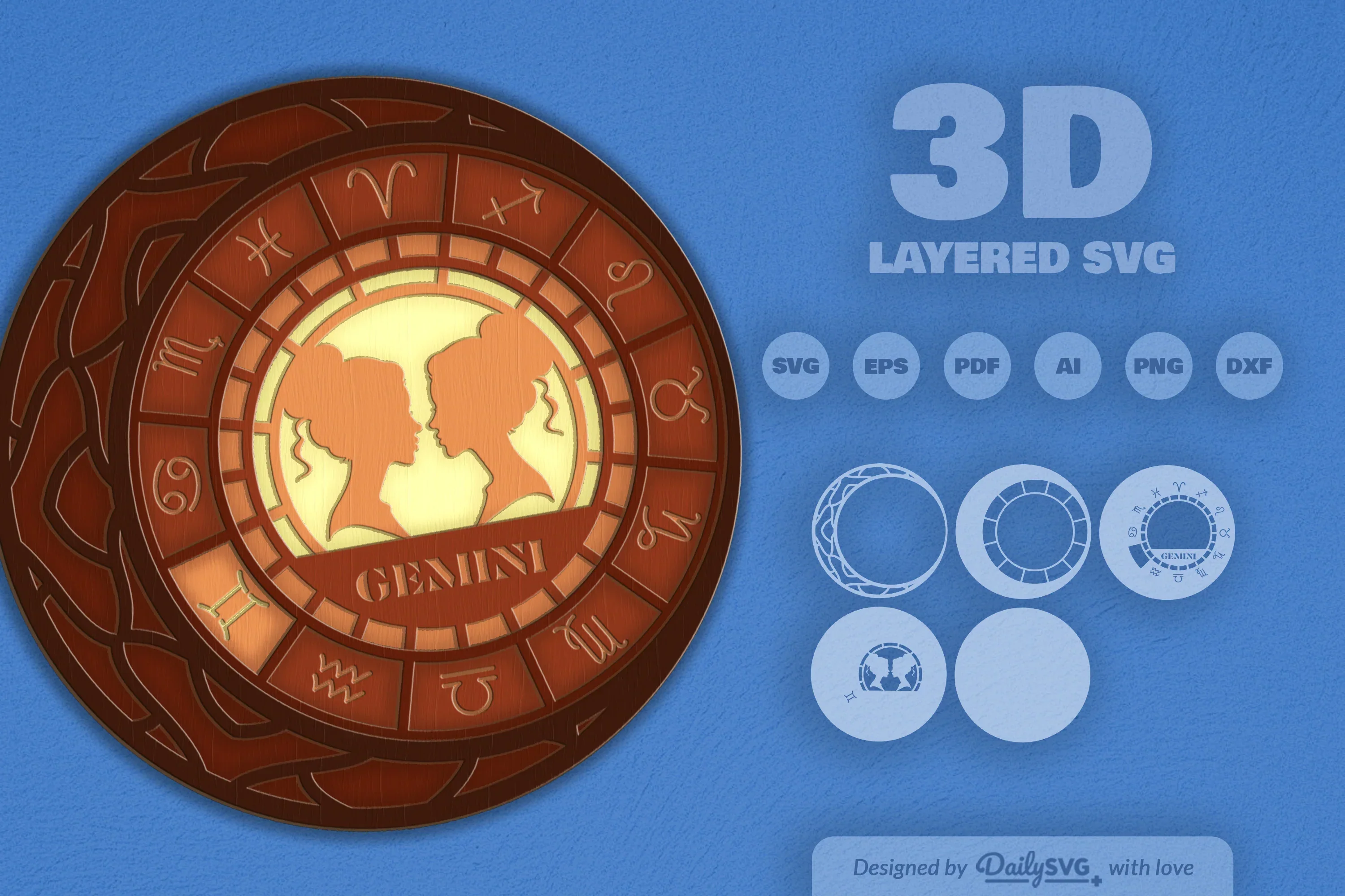 Gemini Zodiac Laser Cut SVG Bundle - Image 2