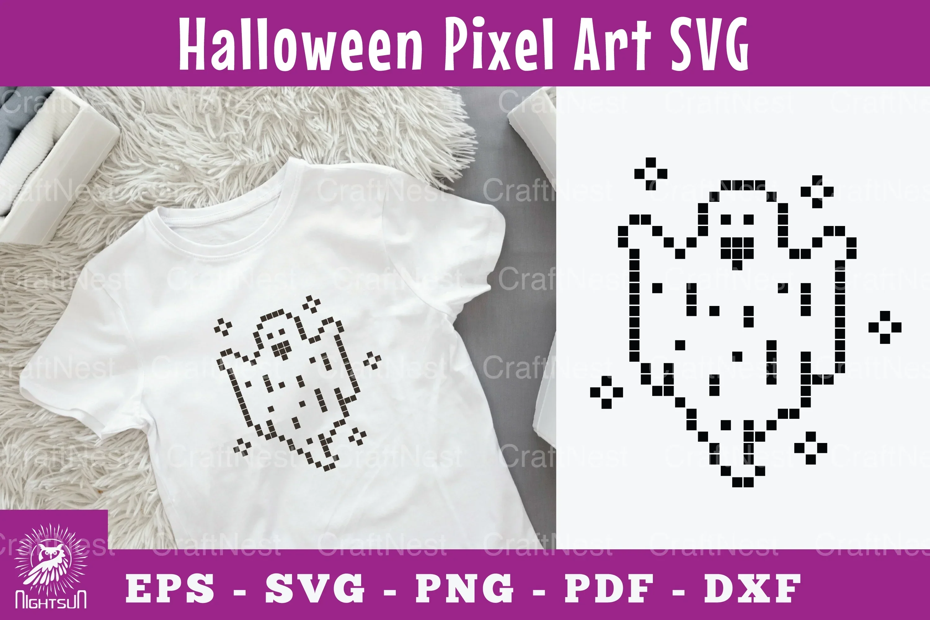 Ghost Pixel Art Clipart Bundle