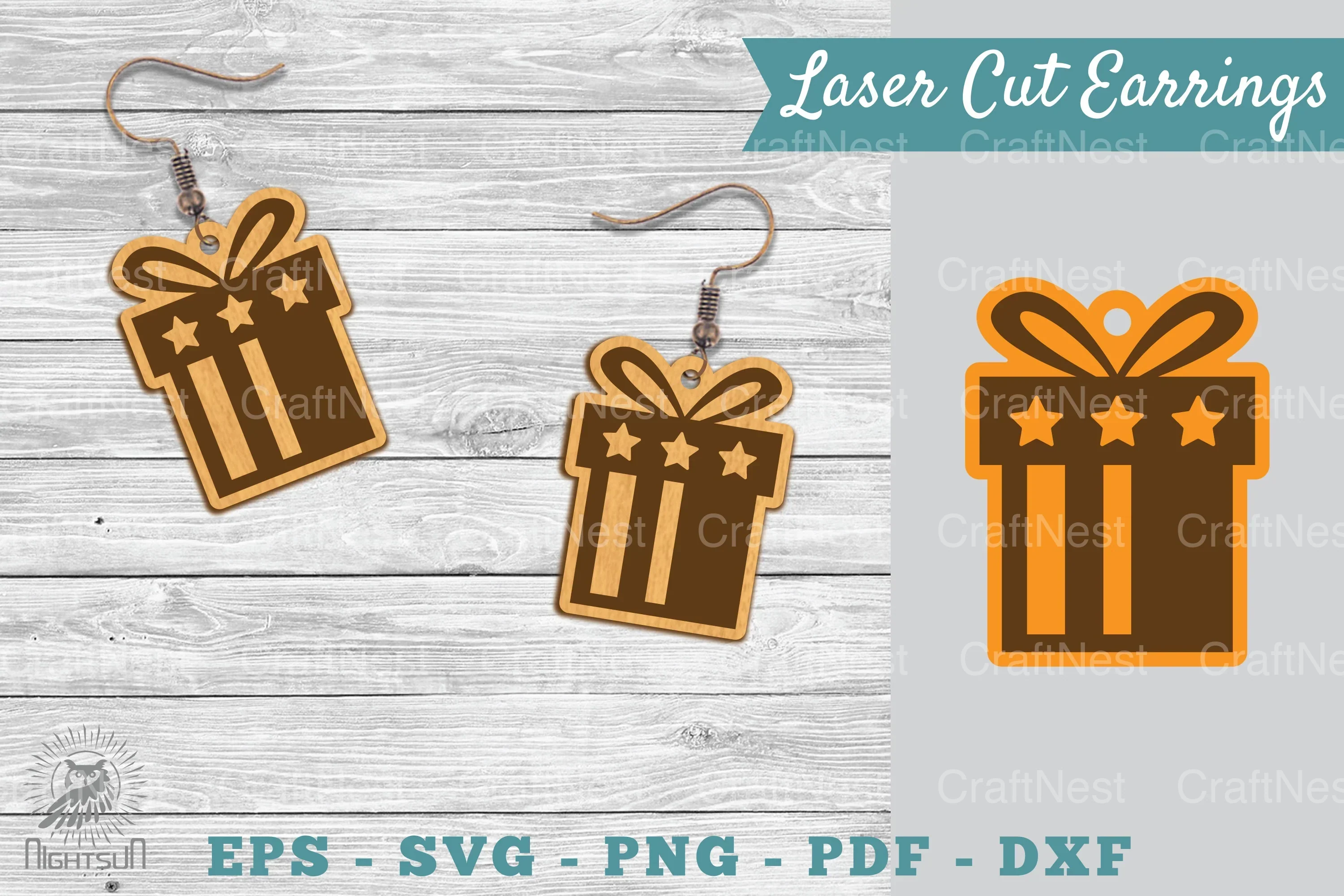 Gift Box Laser Cut Earrings Design Bundle