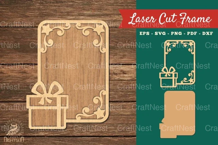 Gift Box Laser Cut Frame Clipart Bundle