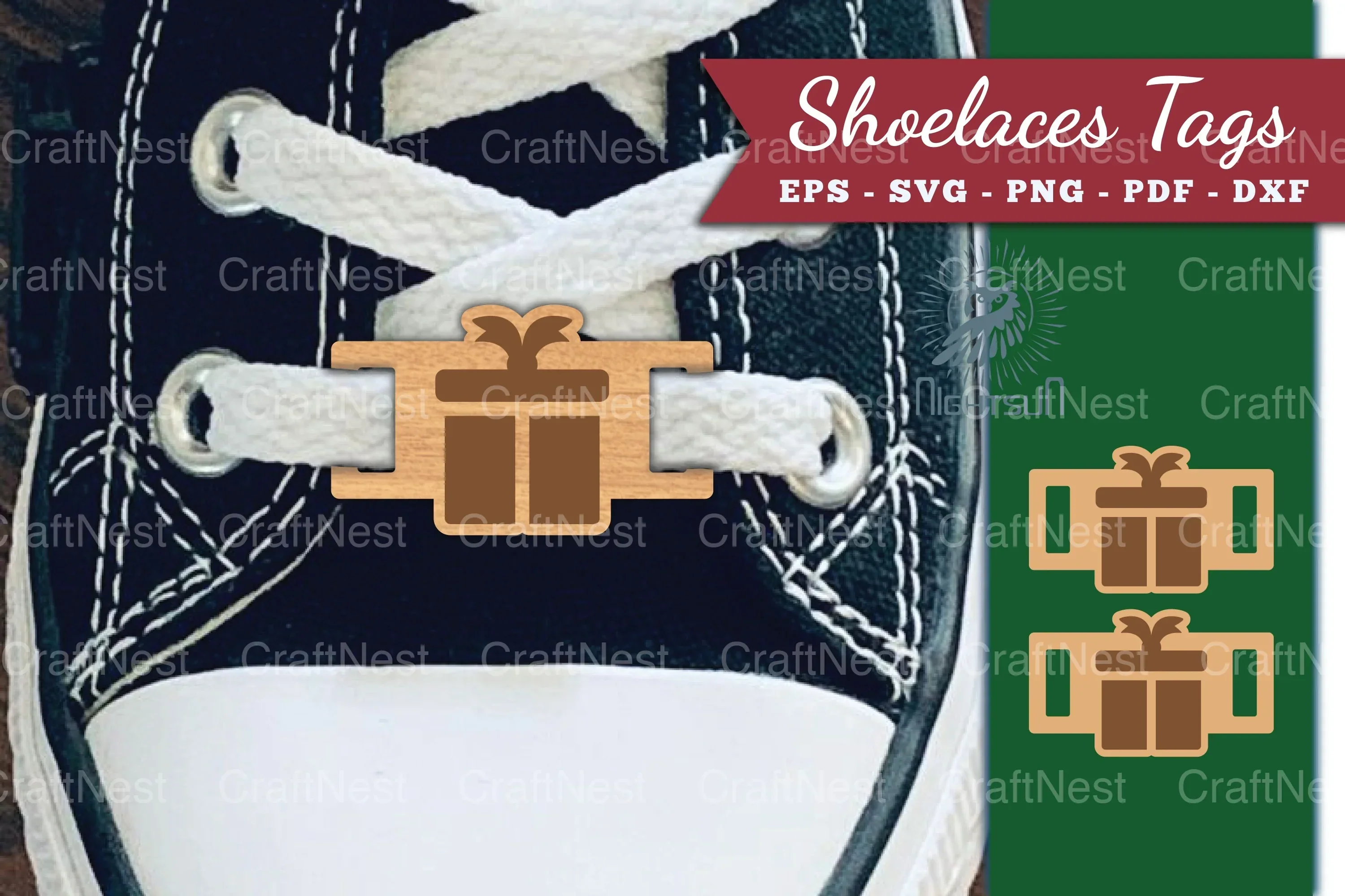 Gift Box Shoelace Tags Laser Cut Design Bundle