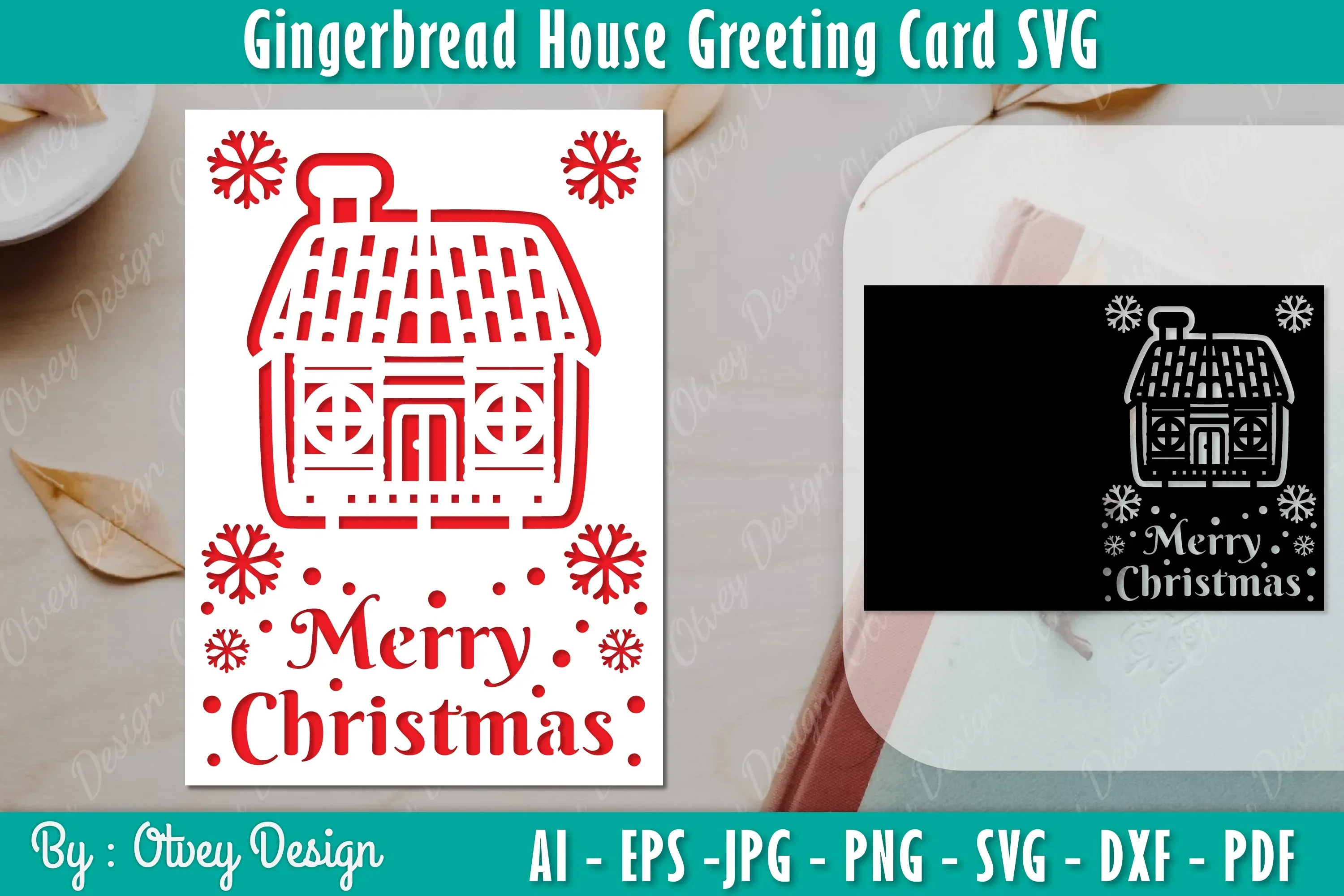 Gingerbread House Greeting Card SVG Bundle
