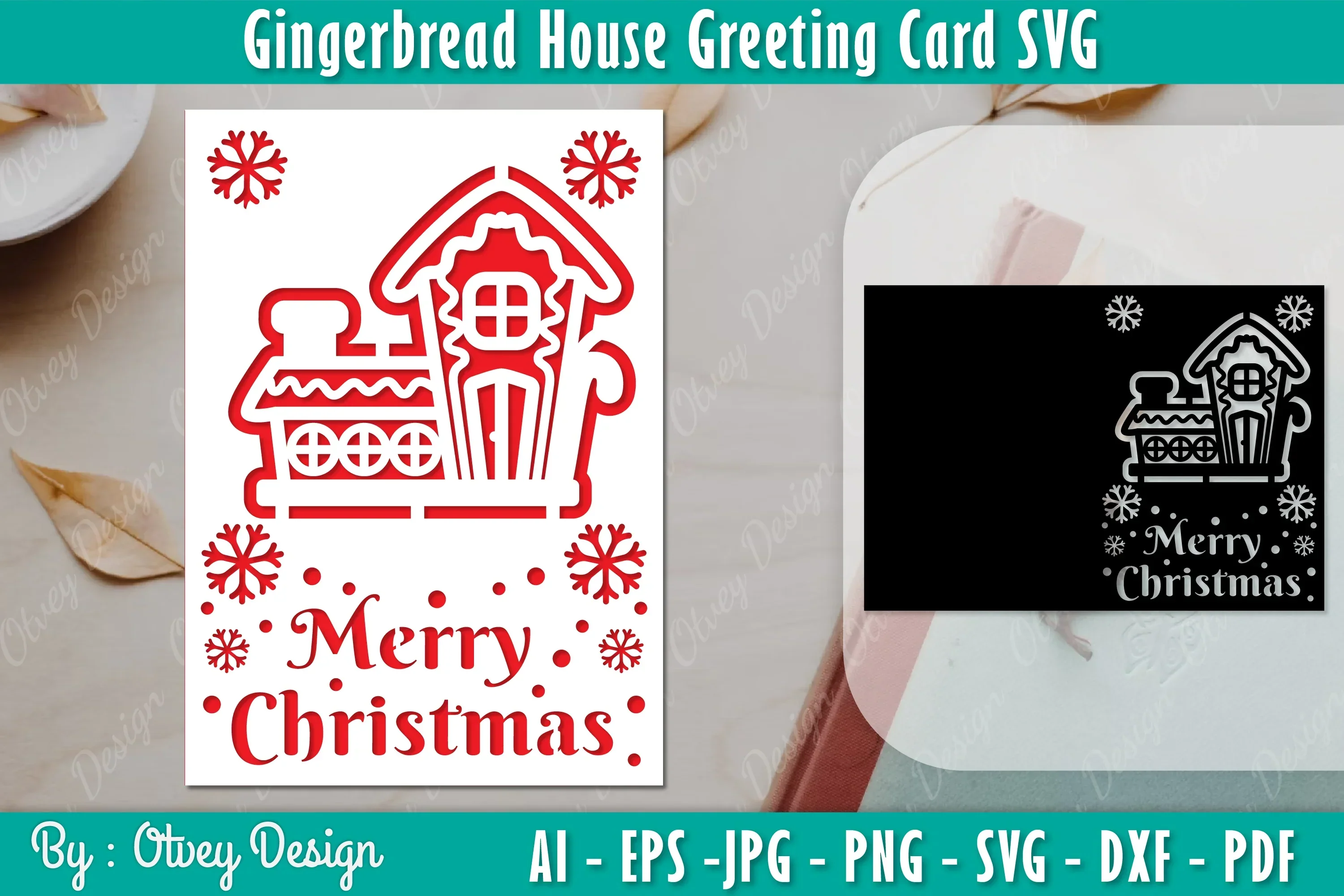 Gingerbread House Greeting Card SVG Bundle