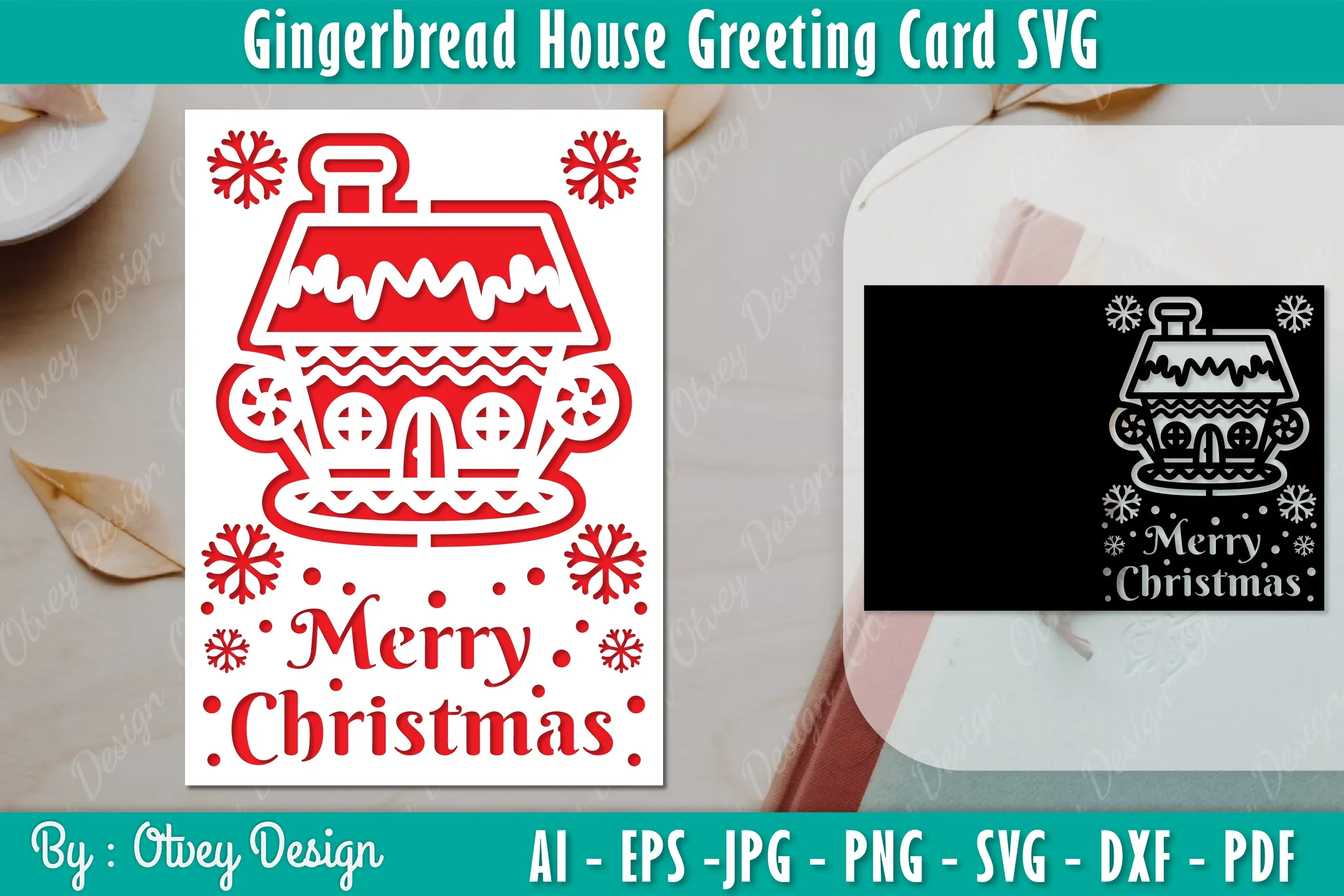 Gingerbread House Greeting Card SVG Bundle
