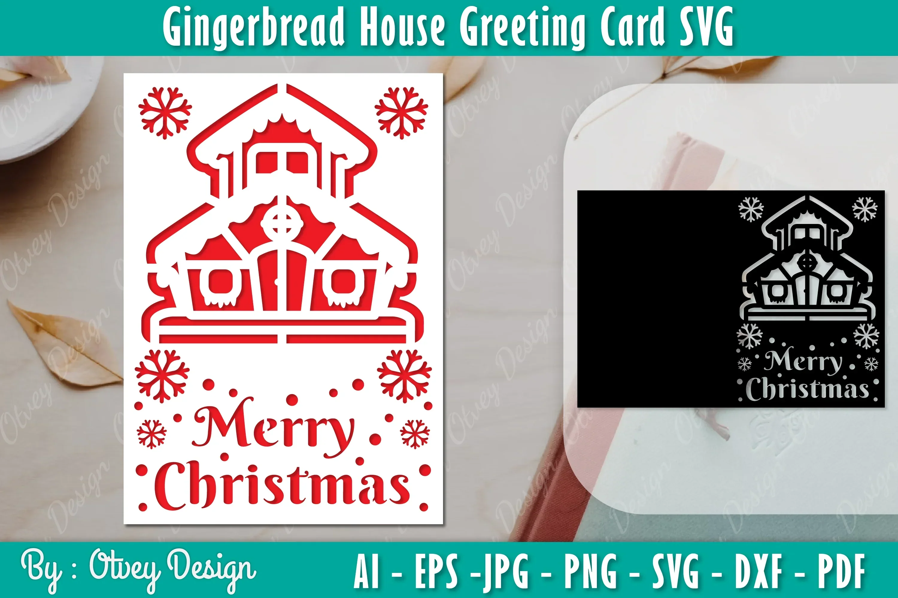 Gingerbread House Greeting Card SVG Bundle