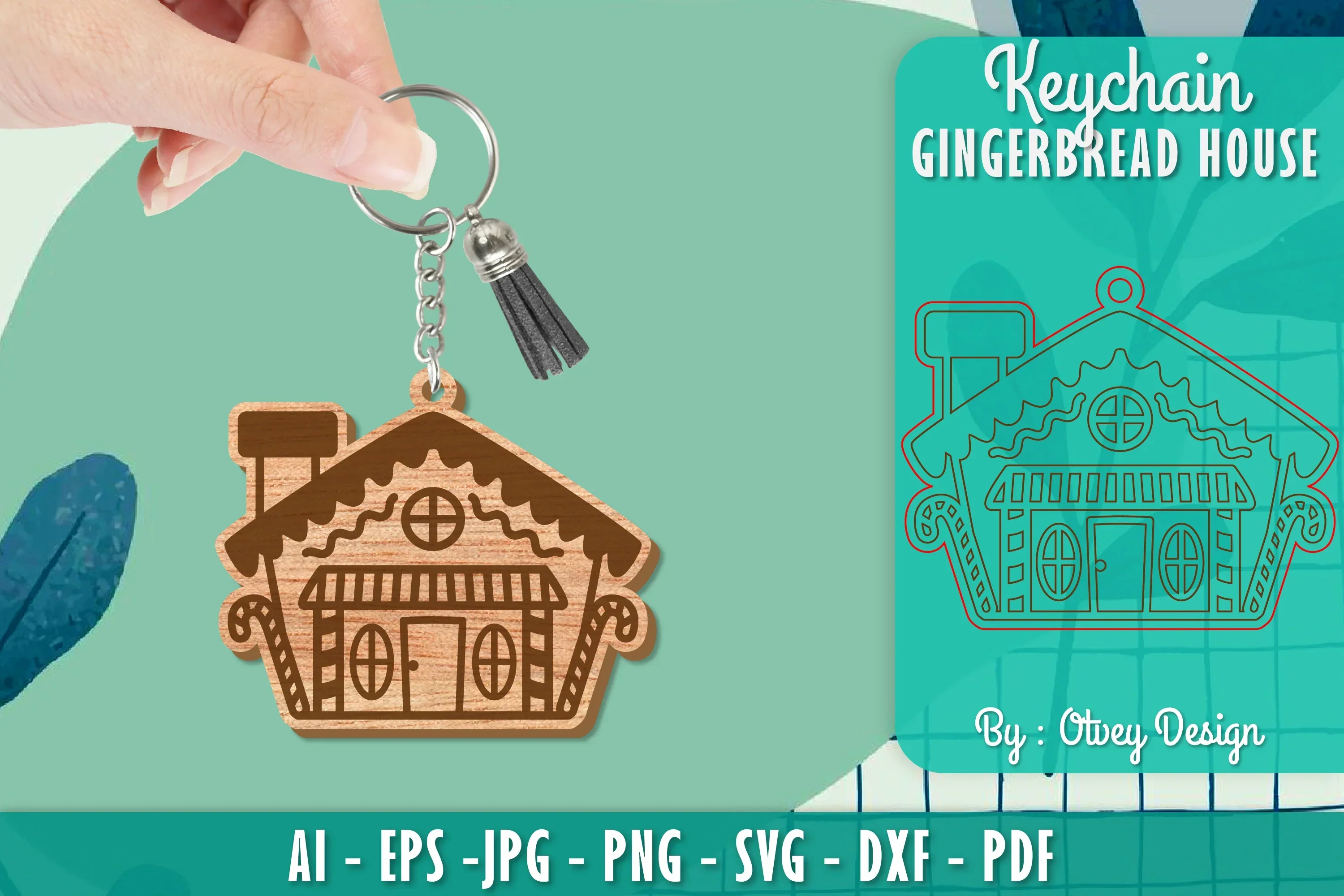 Gingerbread House Keychain Laser Cut SVG Bundle