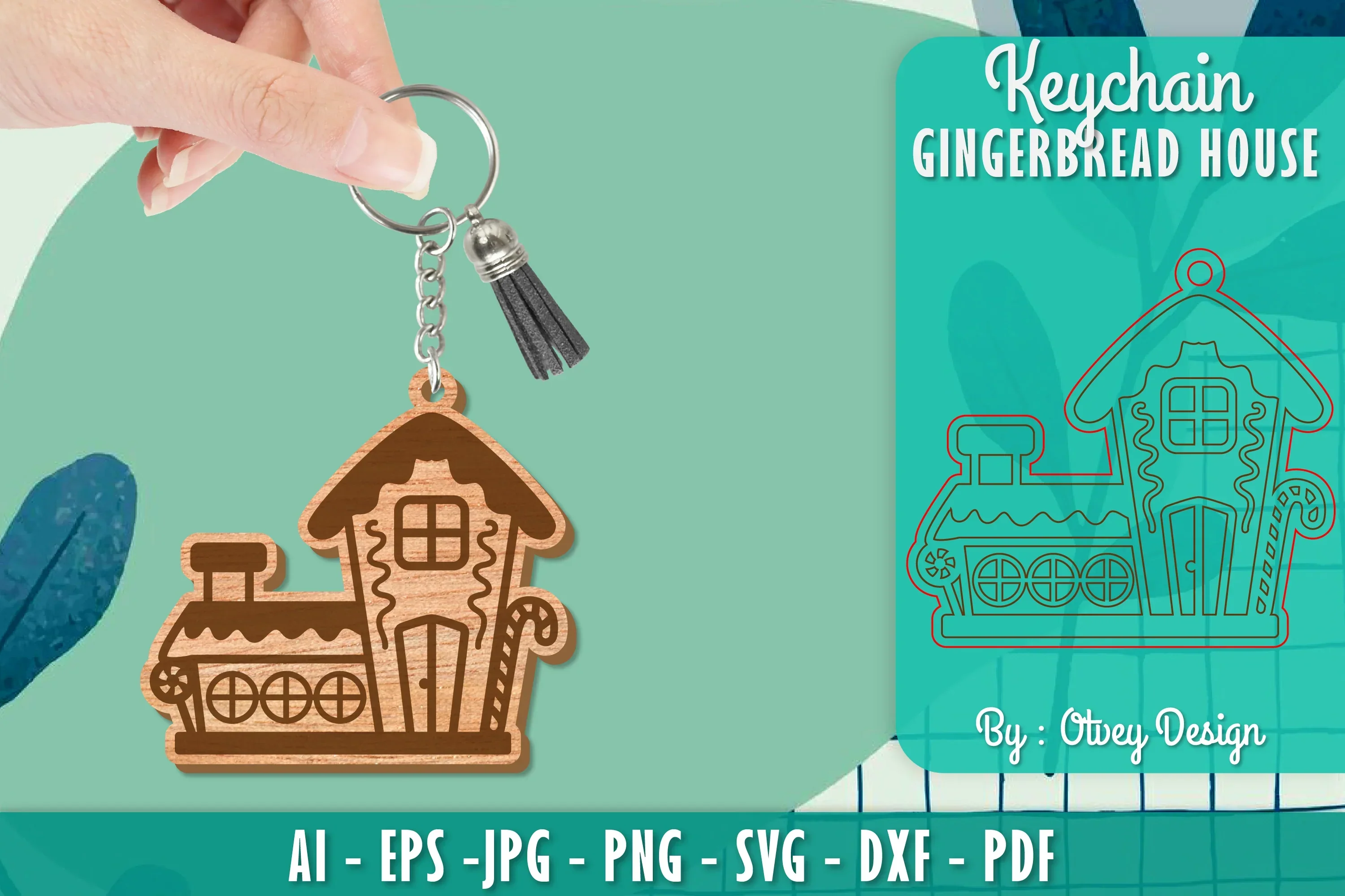 Gingerbread House Keychain Laser Cut SVG Bundle