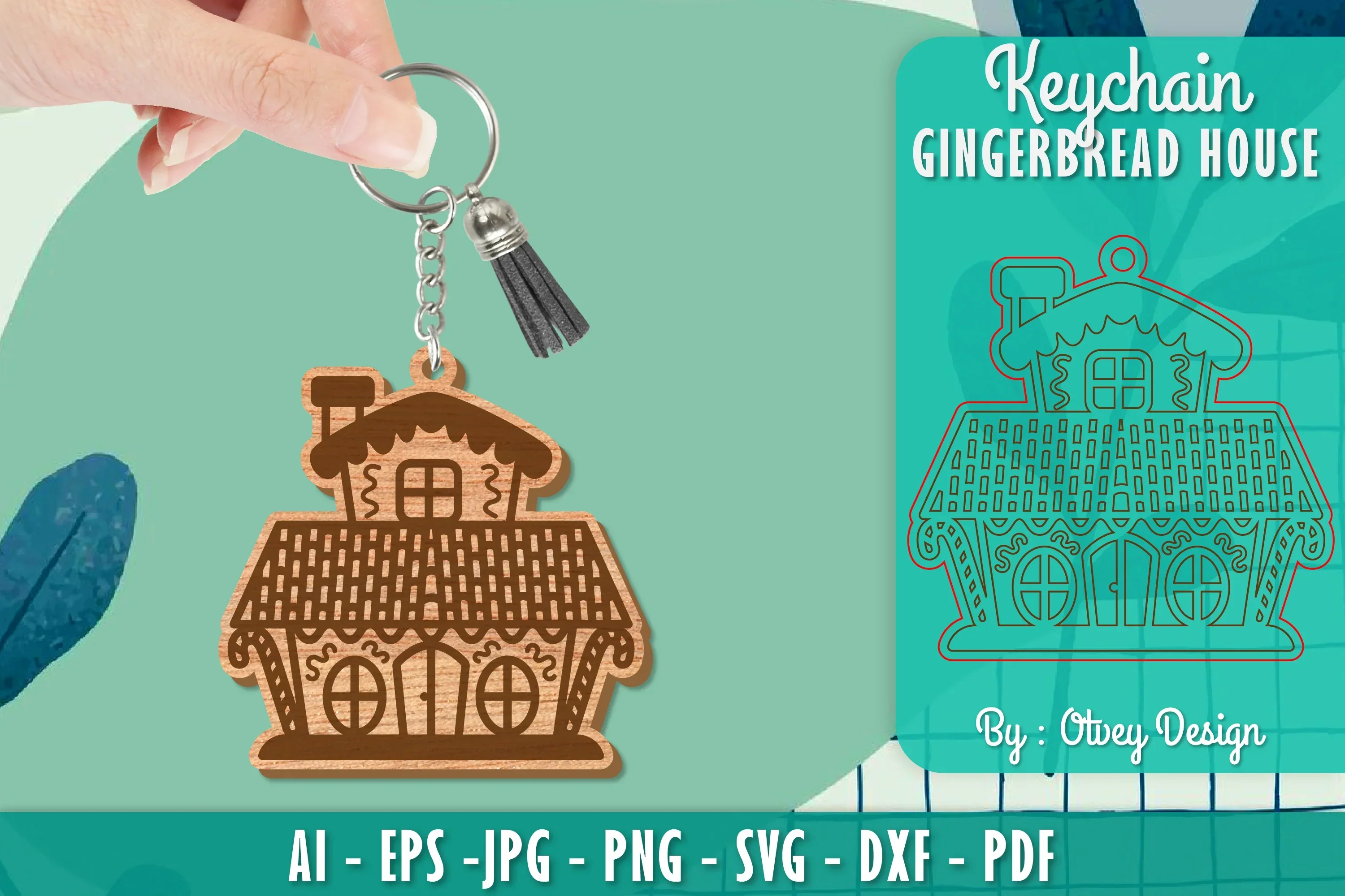 Gingerbread House Keychain Laser Cut SVG Bundle