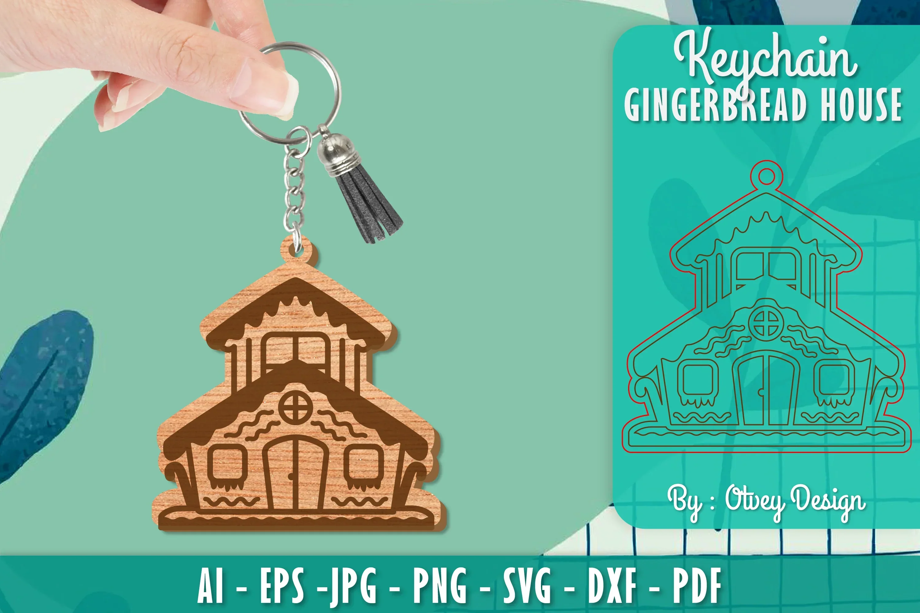 Gingerbread House Keychain Laser Cut SVG Bundle