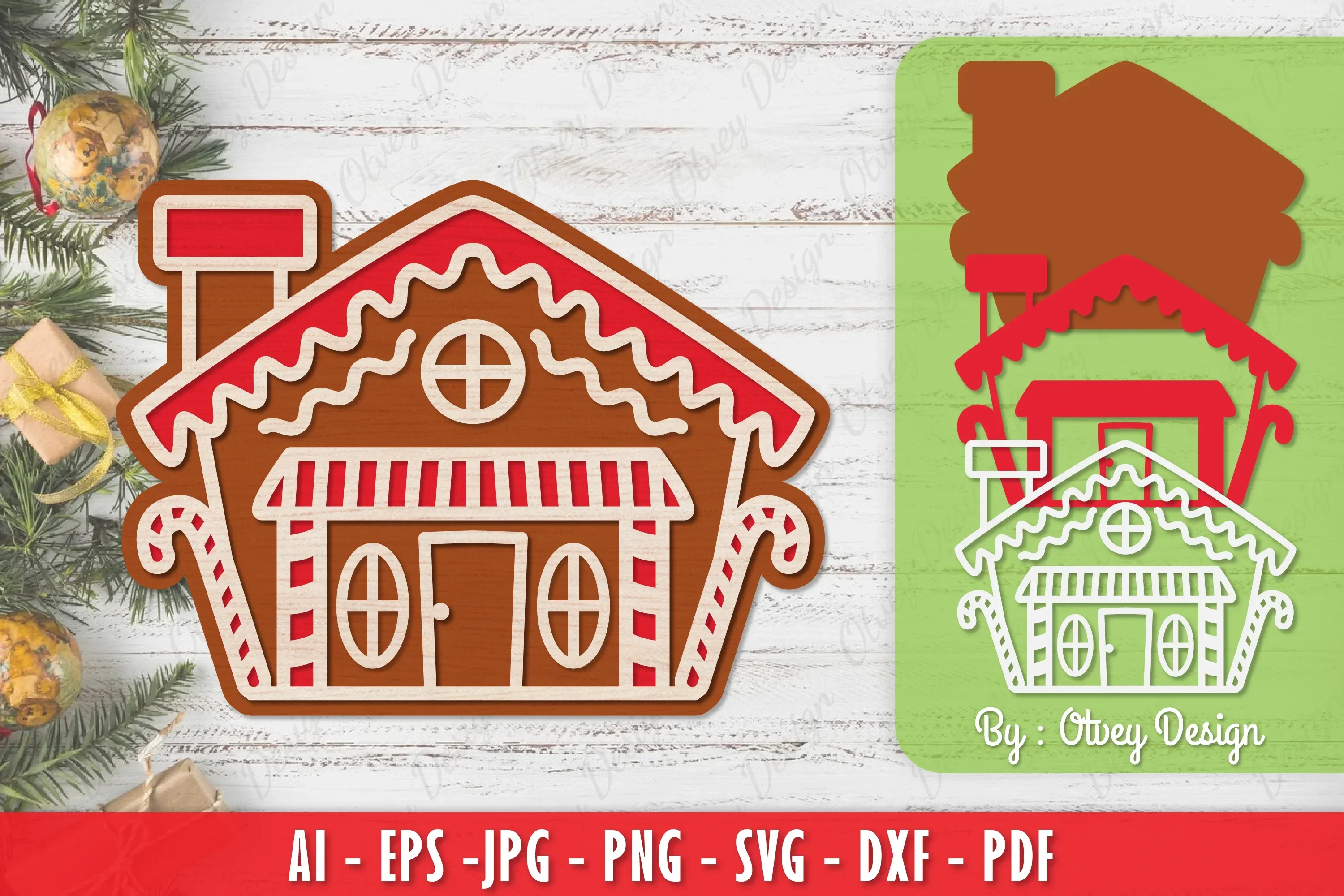 Gingerbread House Laser Cut Merry Christmas SVG Bundle