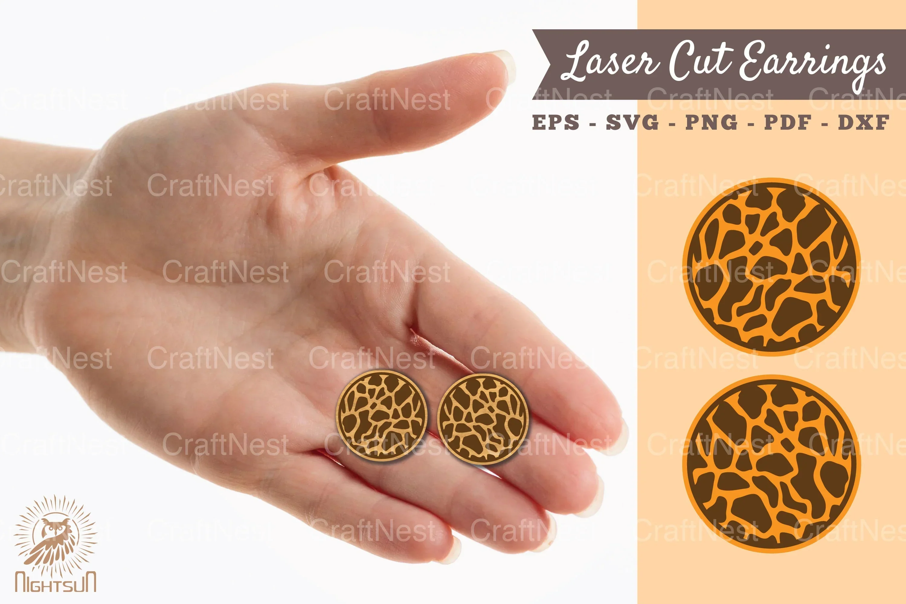 Giraffe Texture Laser Cut Earrings SVG Bundle