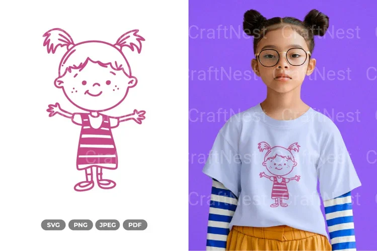Girl Doodle Clipart Bundle