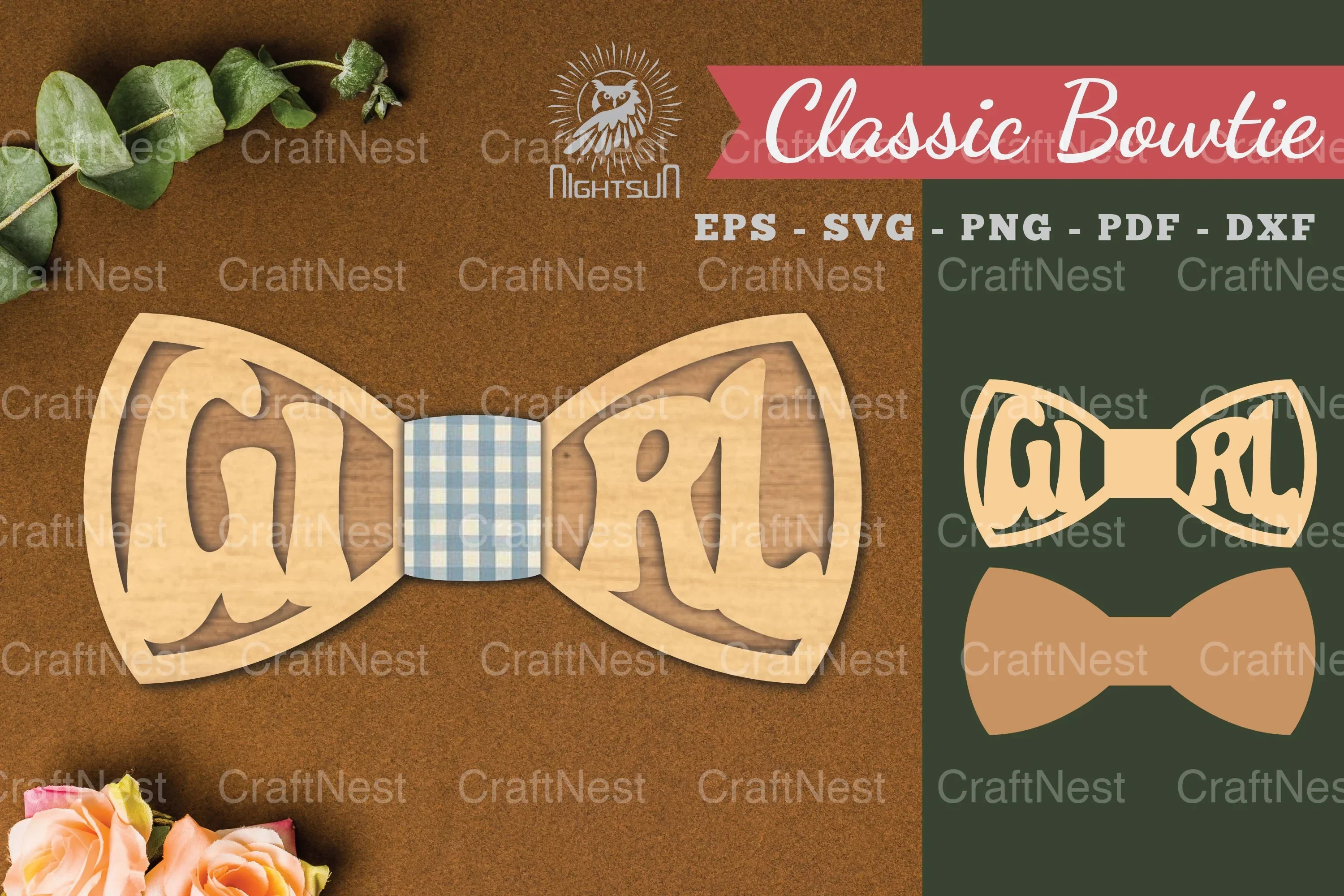 Girl Laser Cut Bowtie Clipart Bundle
