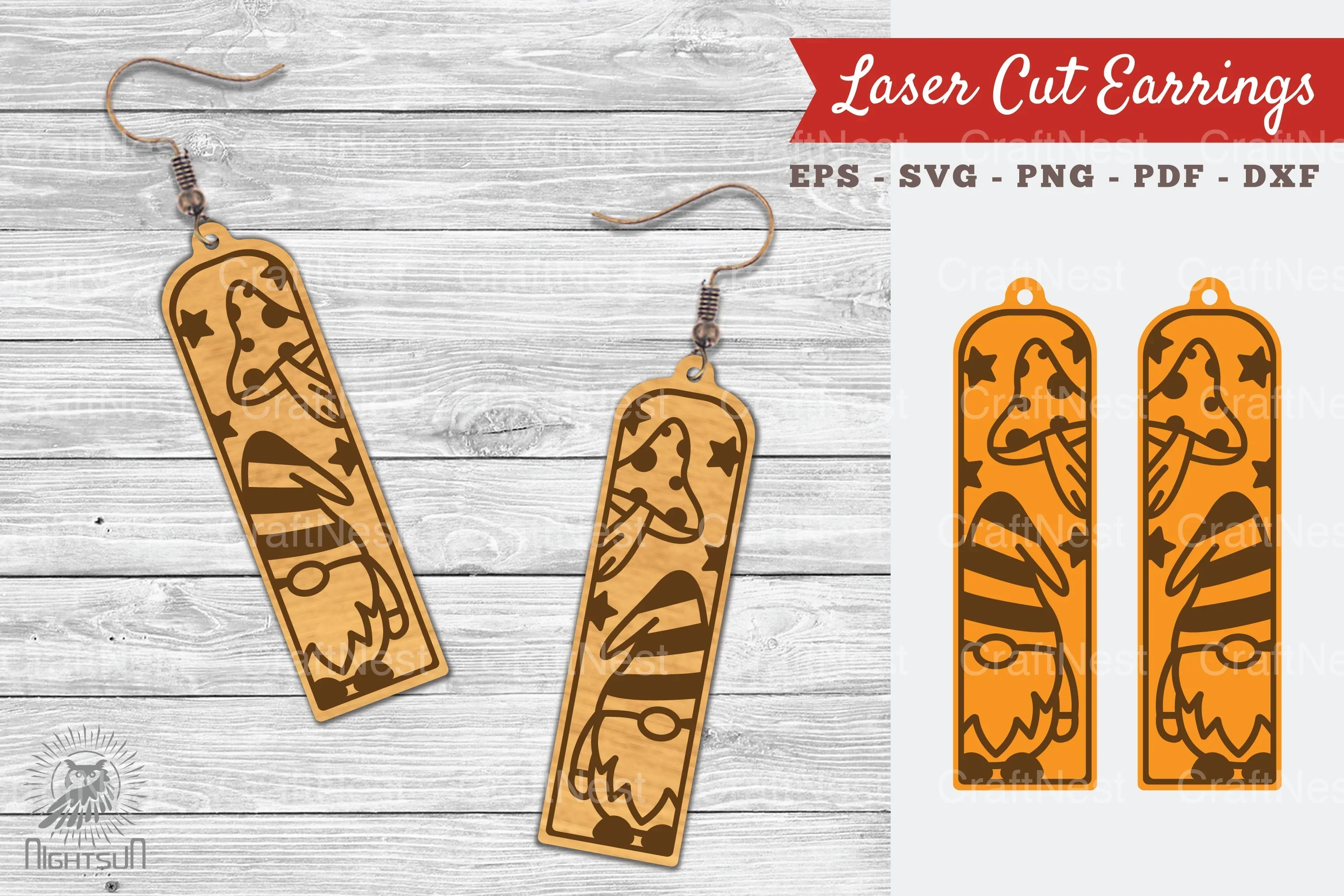 Gnome Laser Cut Earrings Clipart Bundle