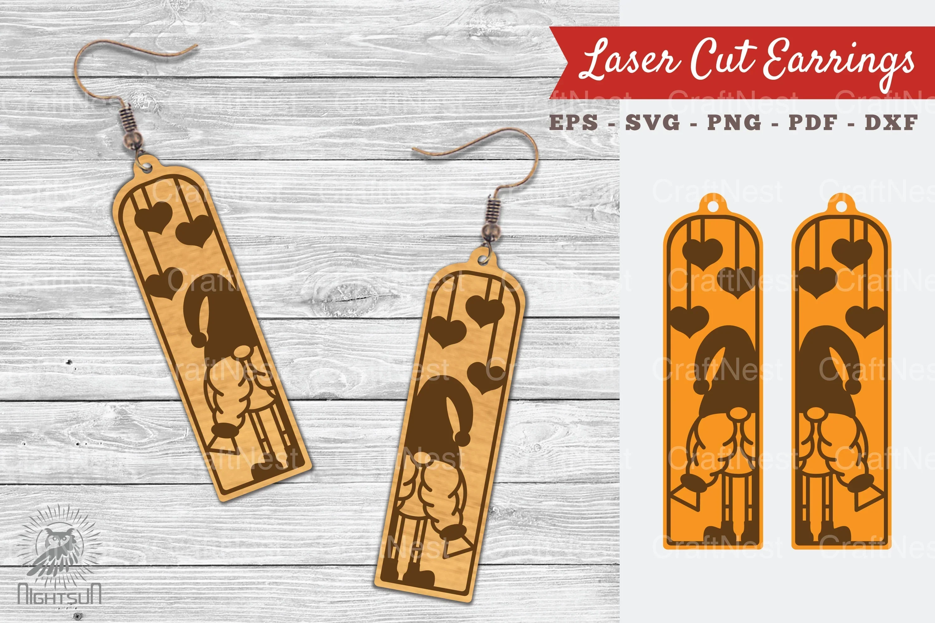Gnome Laser Cut Earrings SVG Bundle