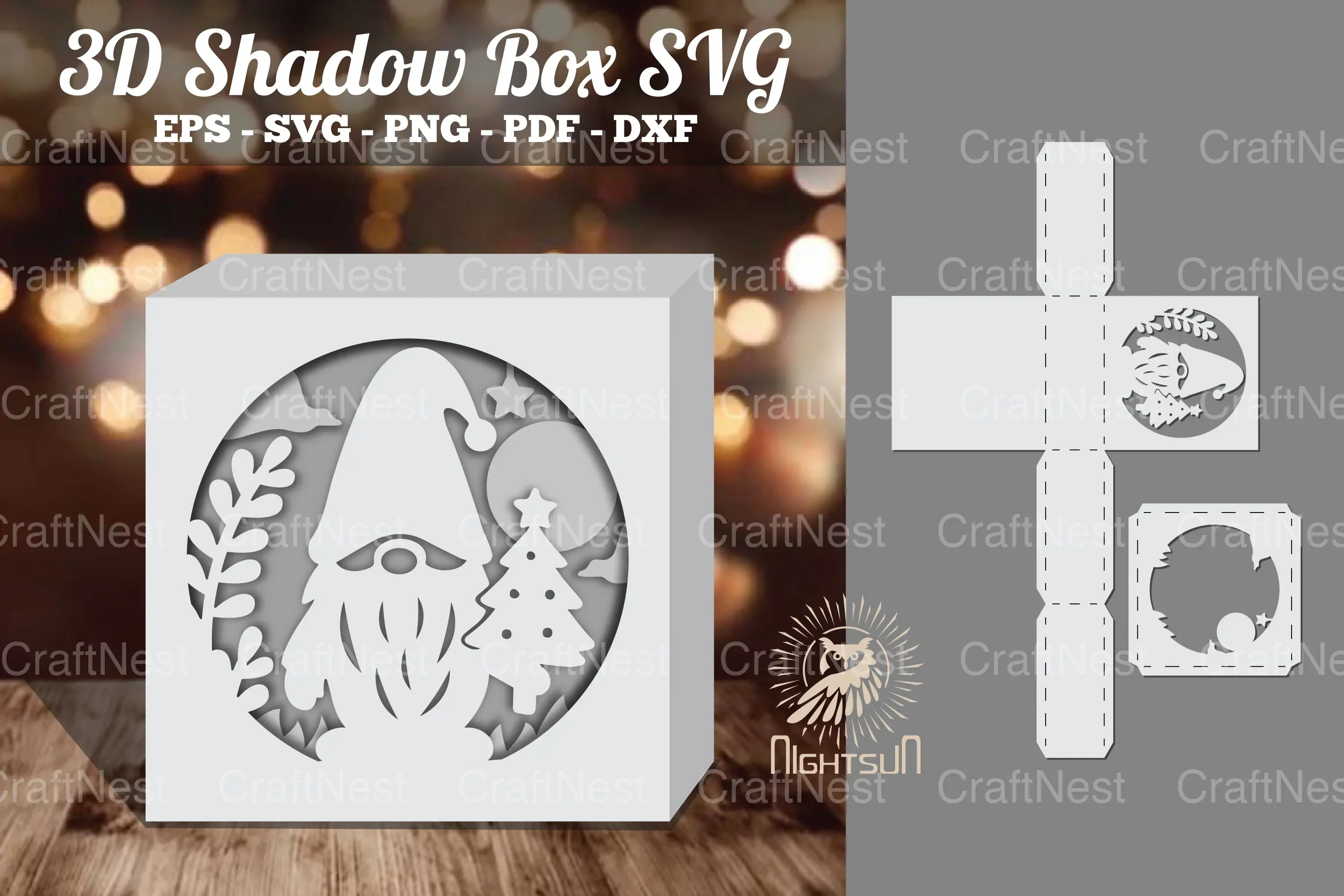 Gnome Papercut Shadow Box Clipart Bundle