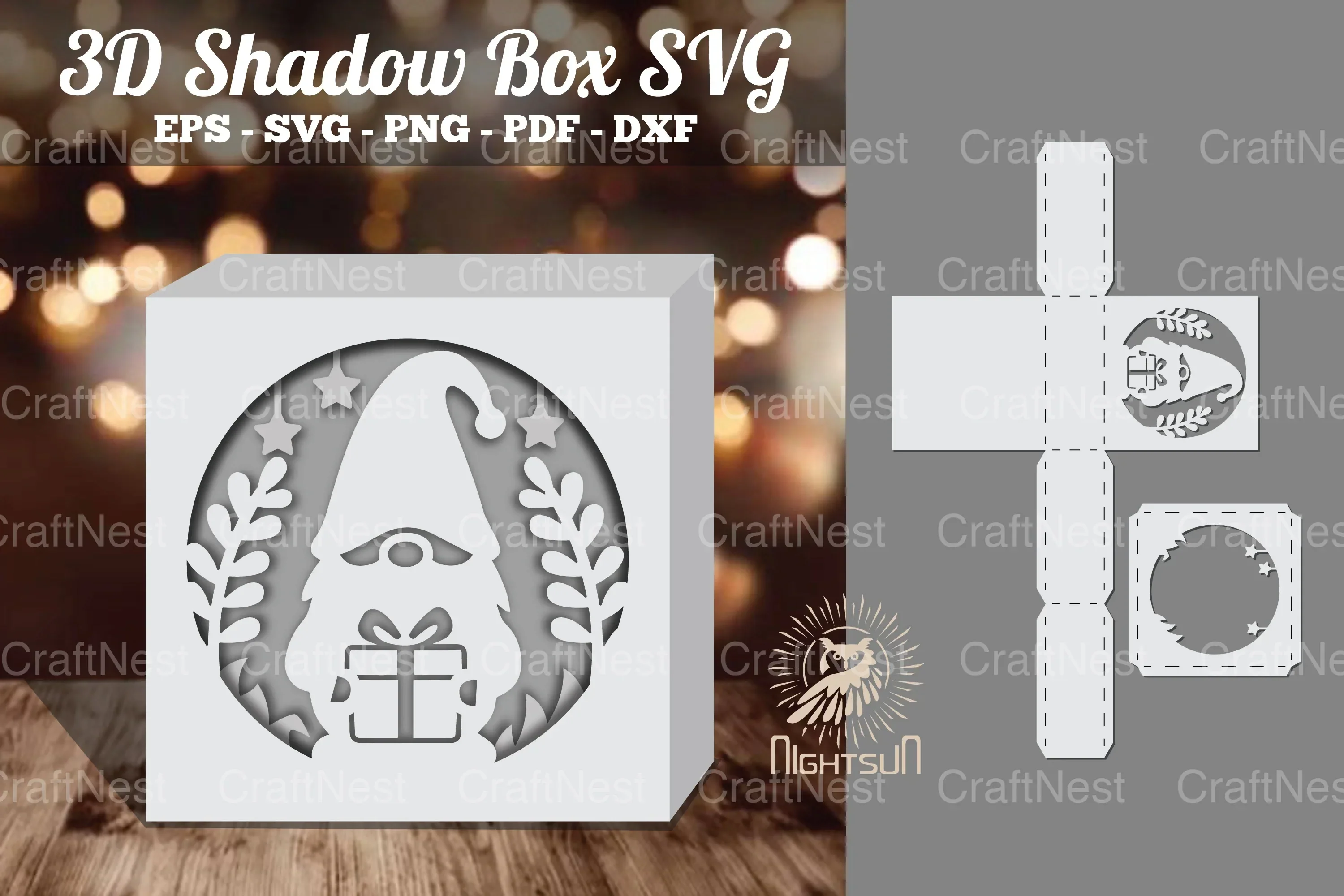 Gnome Papercut Shadow Box Clipart Bundle