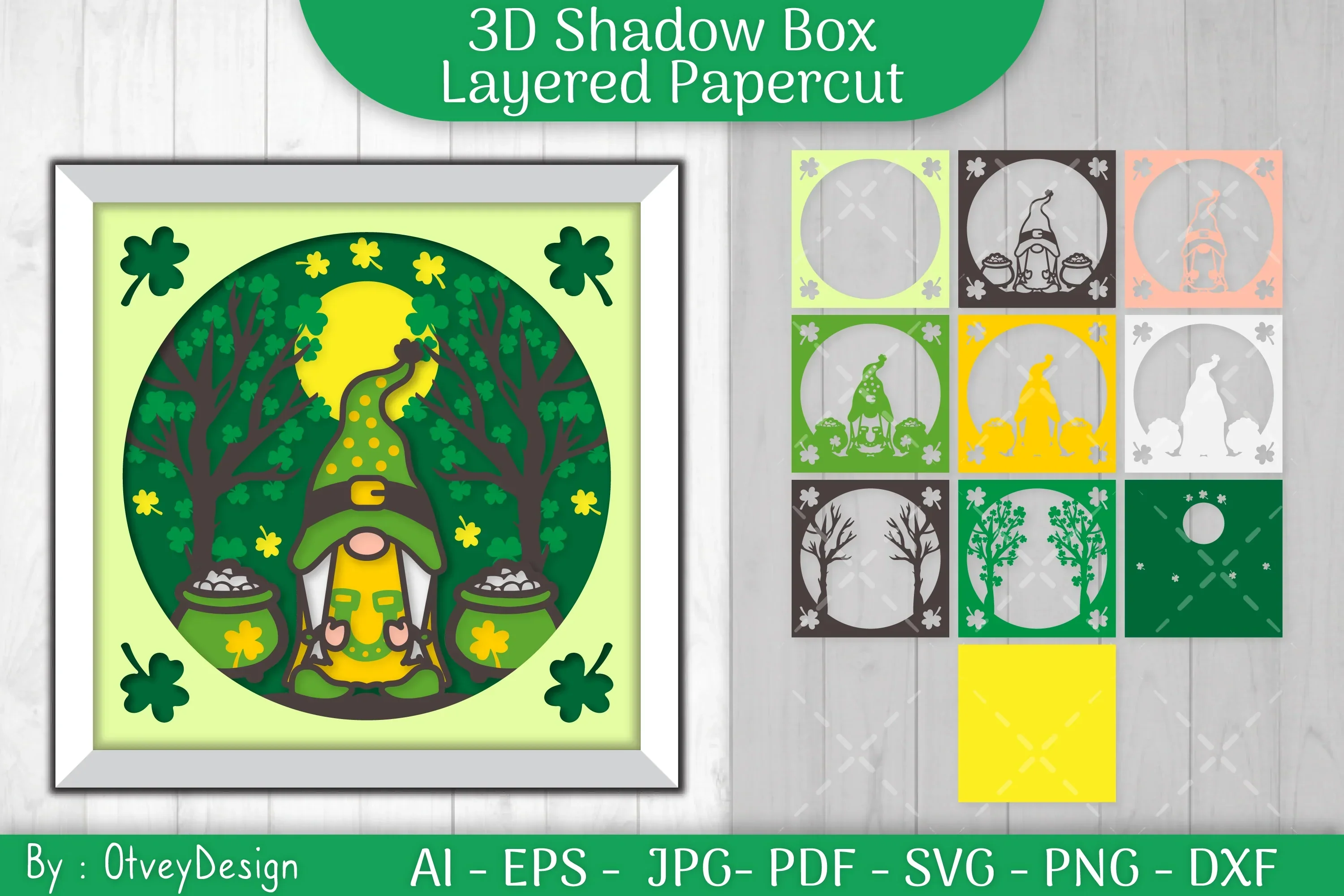 Gnome St. Patrick's Day Shadow Box SVG Bundle