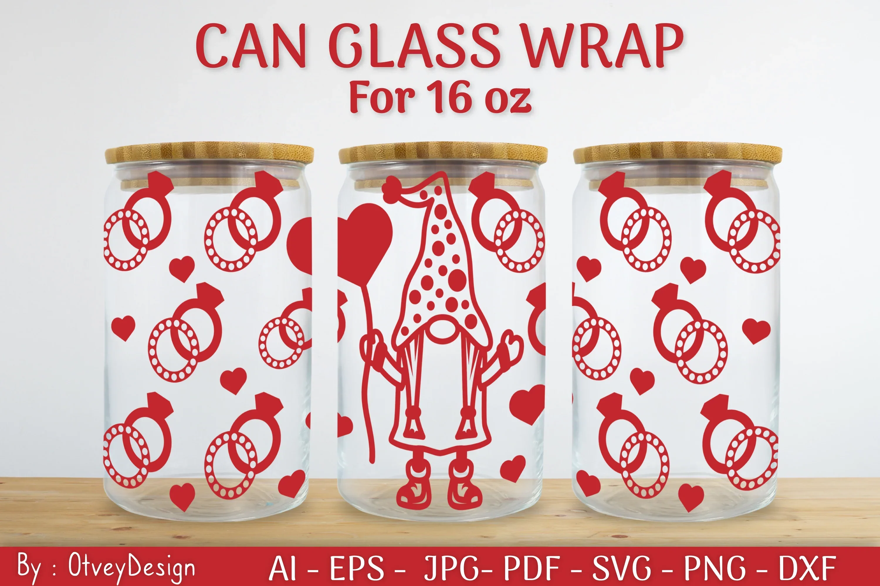 Gnome Valentine Can Glass 16 OZ SVG Bundle - Image 2