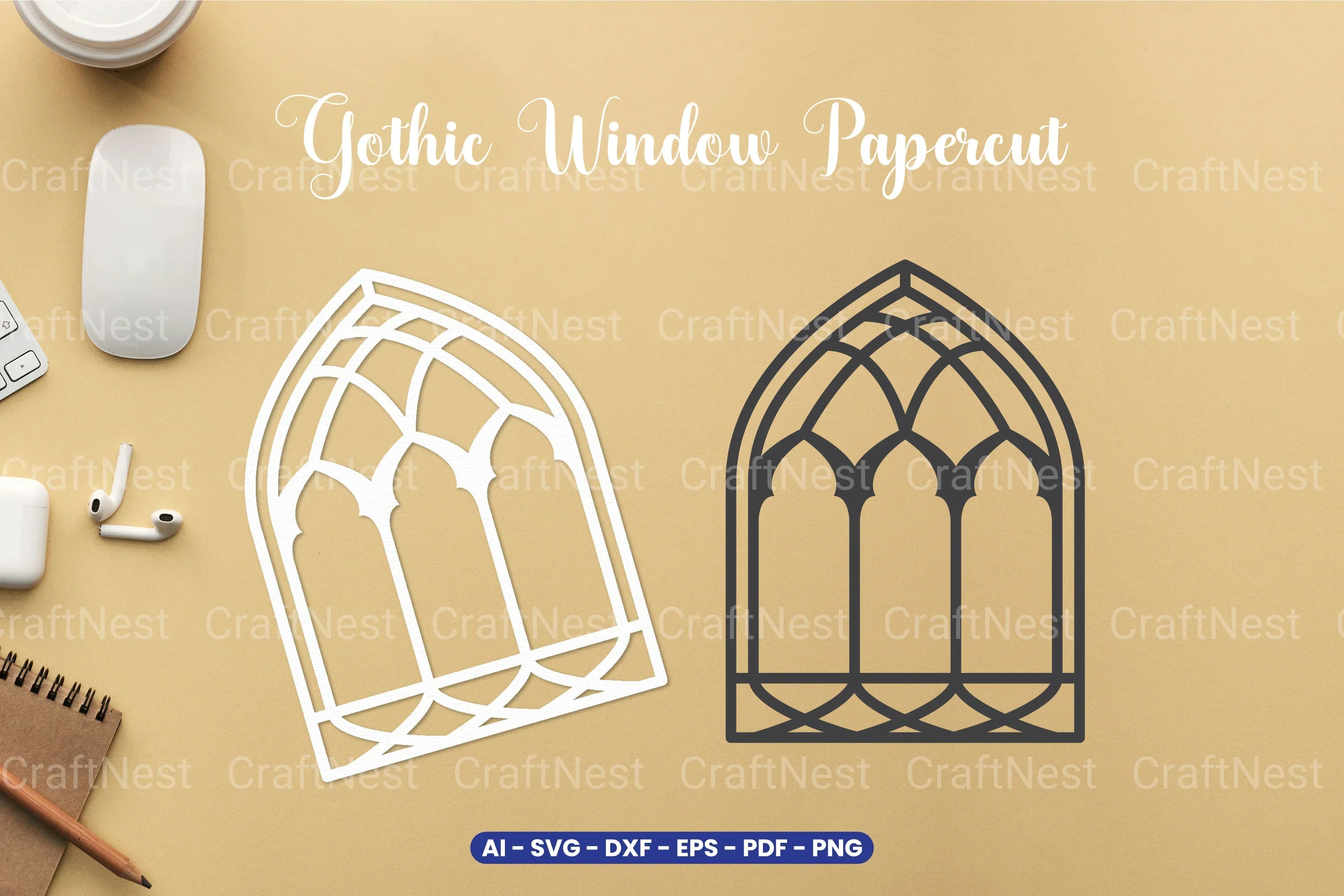 Gothic Window Papercut SVG Bundle