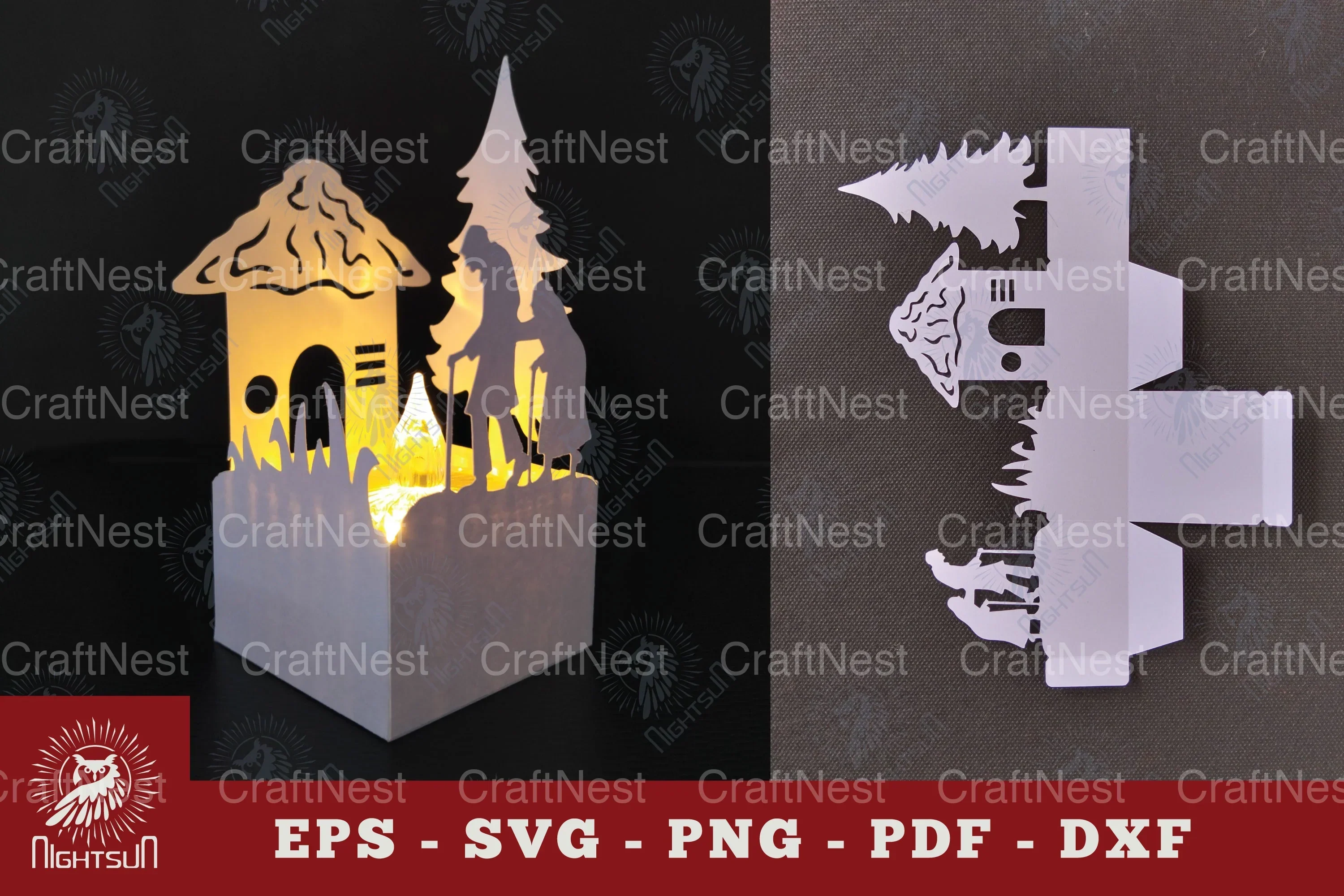 Grandparents Couple Papercut Lantern Clipart Bundle