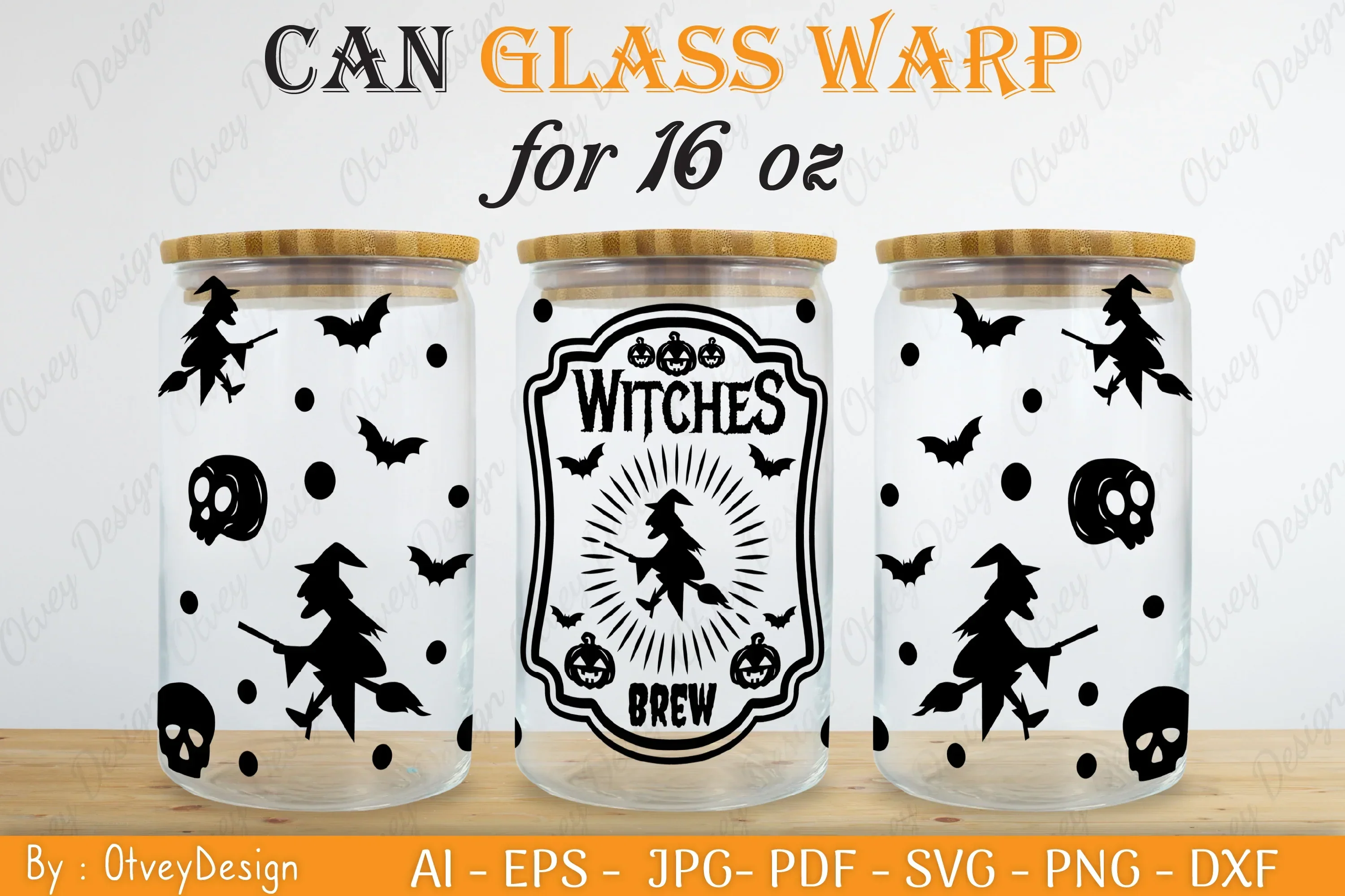 Halloween 16 oz Can Glass Wrap SVG Bundle - Image 2