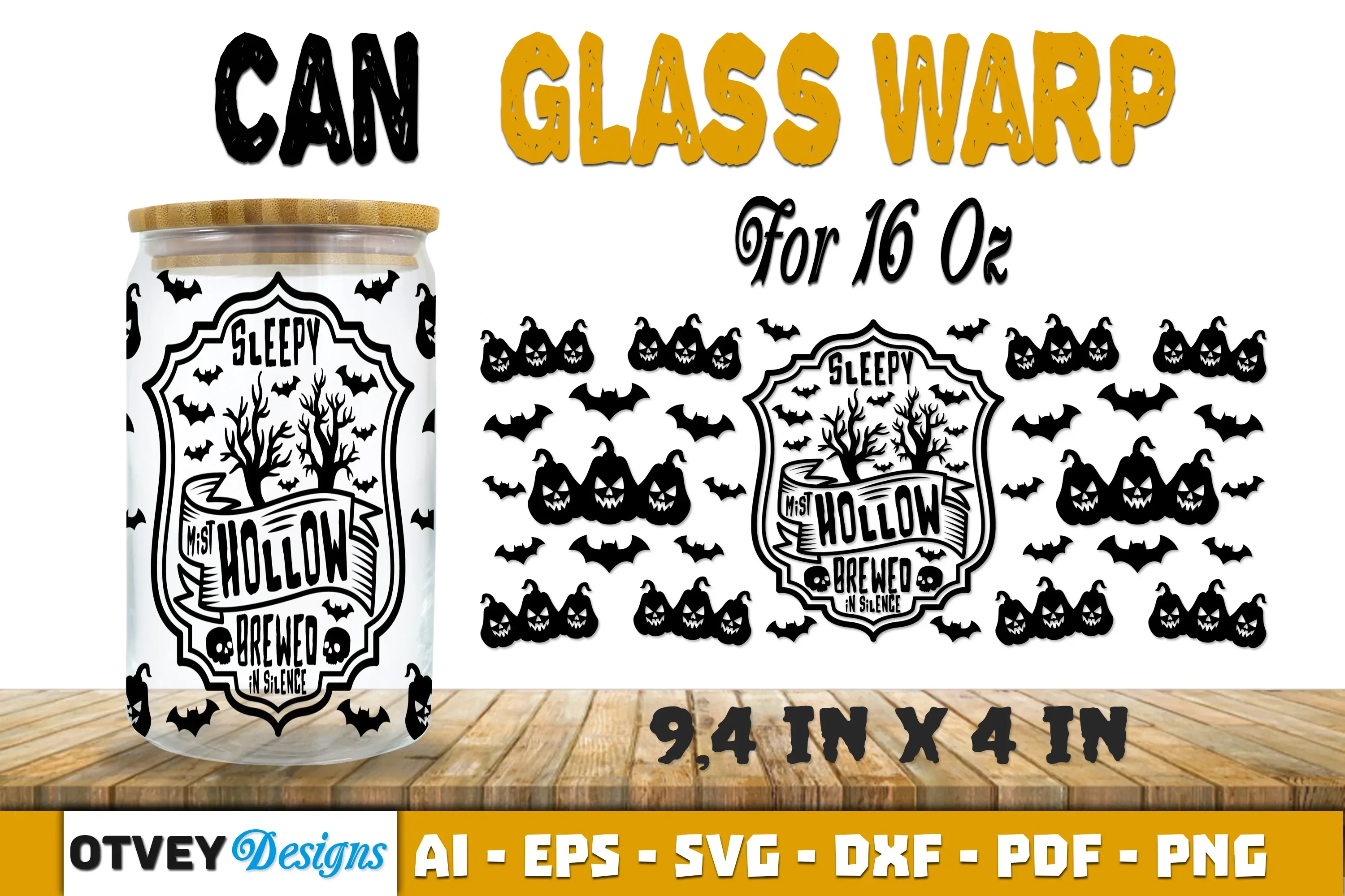 Halloween 16 oz Can Glass Wrap SVG Bundle