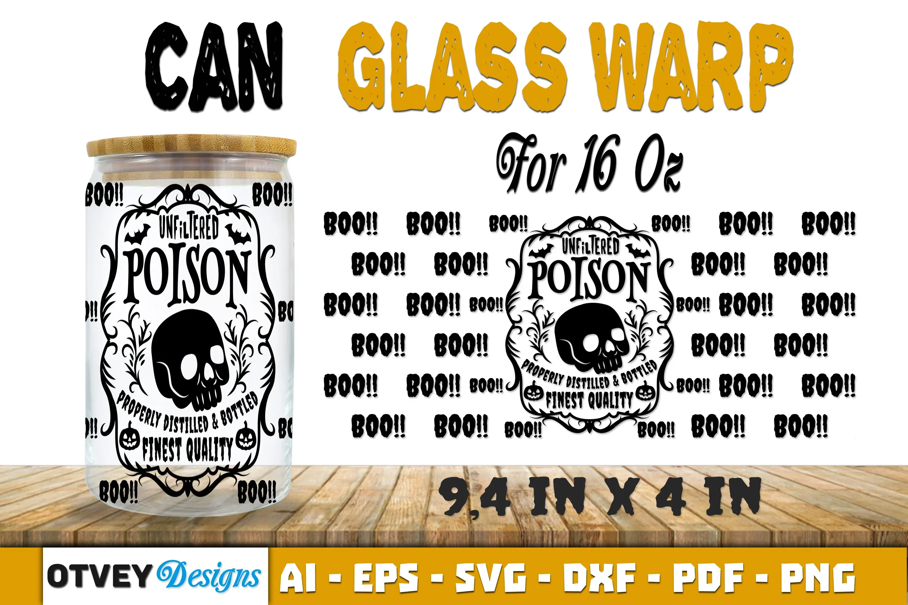Halloween 16 oz Can Glass Wrap SVG Bundle
