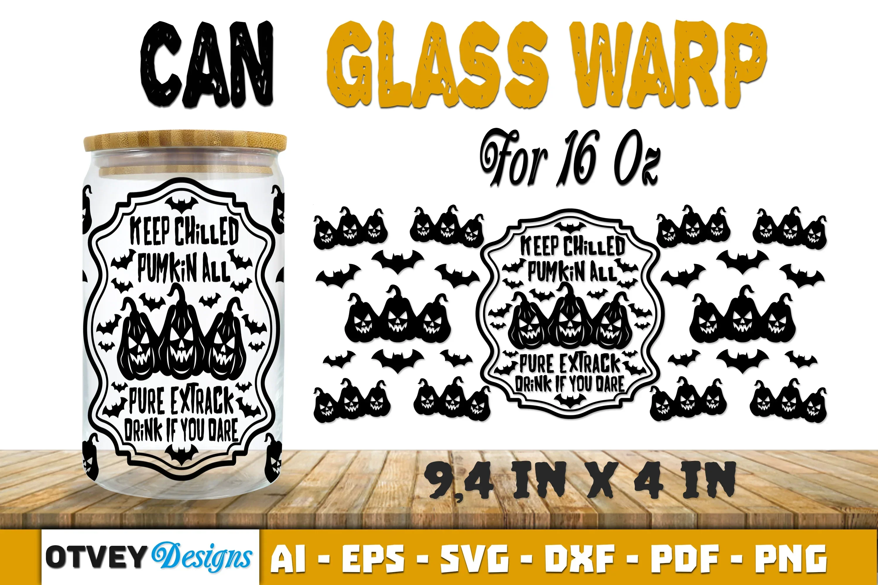 Halloween 16 oz Can Glass Wrap SVG Bundle125