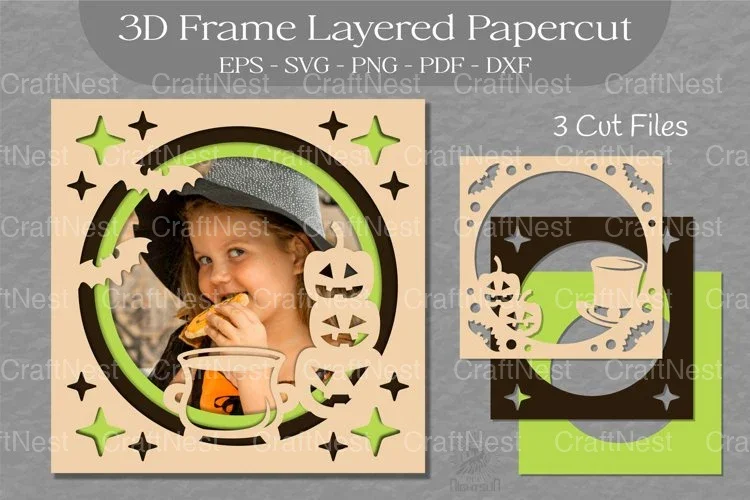 Halloween 3D Frame Layered Papercut SVG Bundle