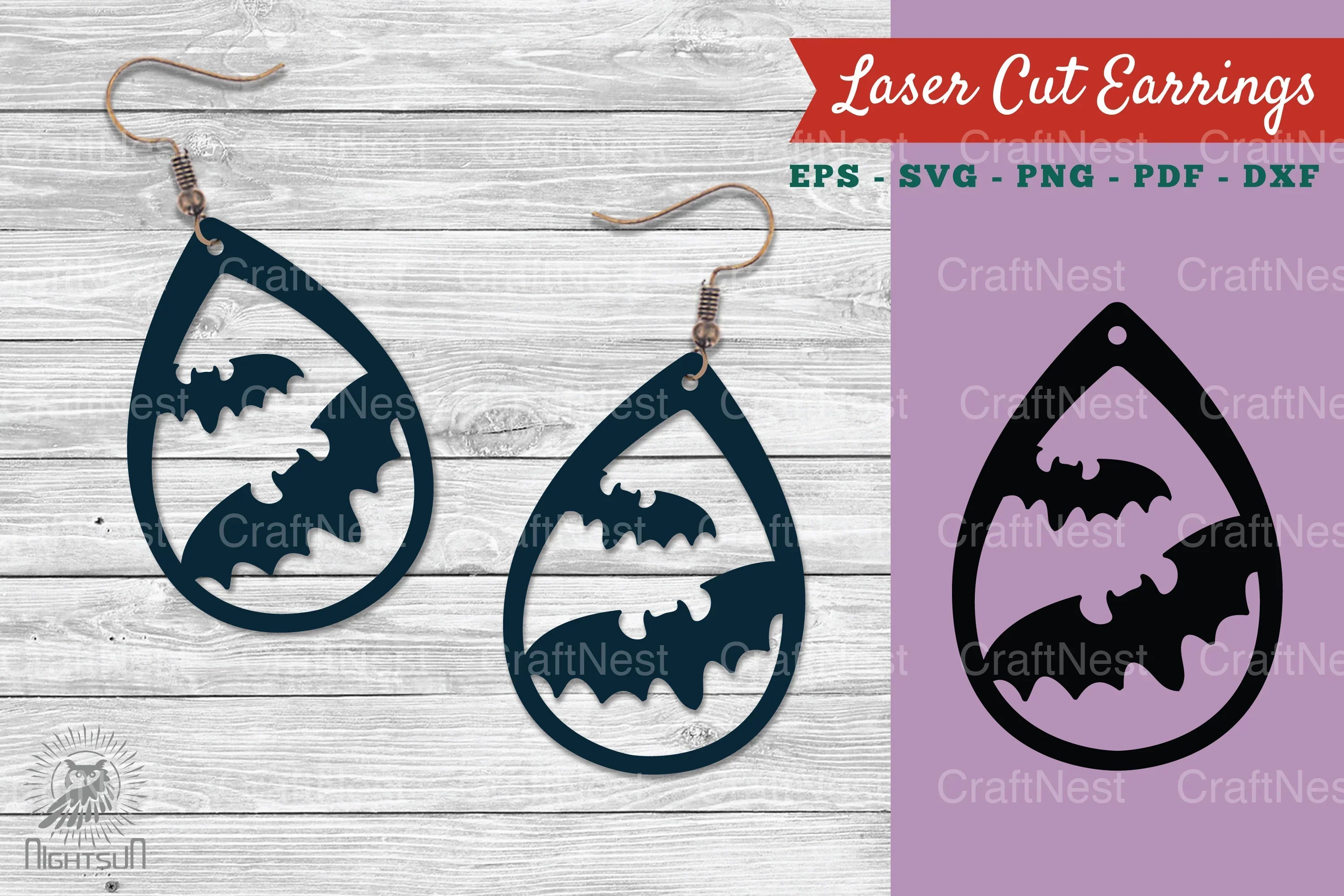 Halloween Bat Earrings Design Clipart Bundle