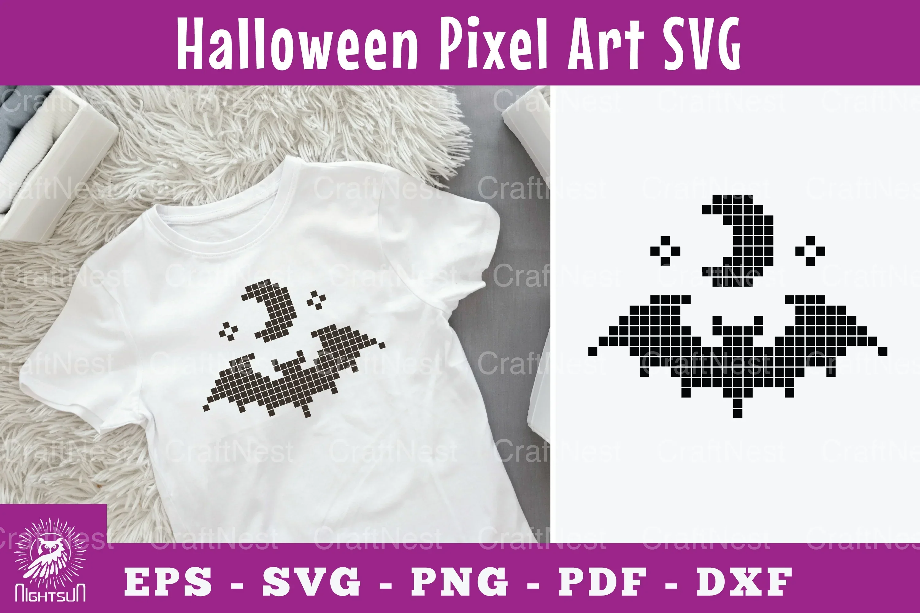 Halloween Bat Pixel Art Clipart Bundle