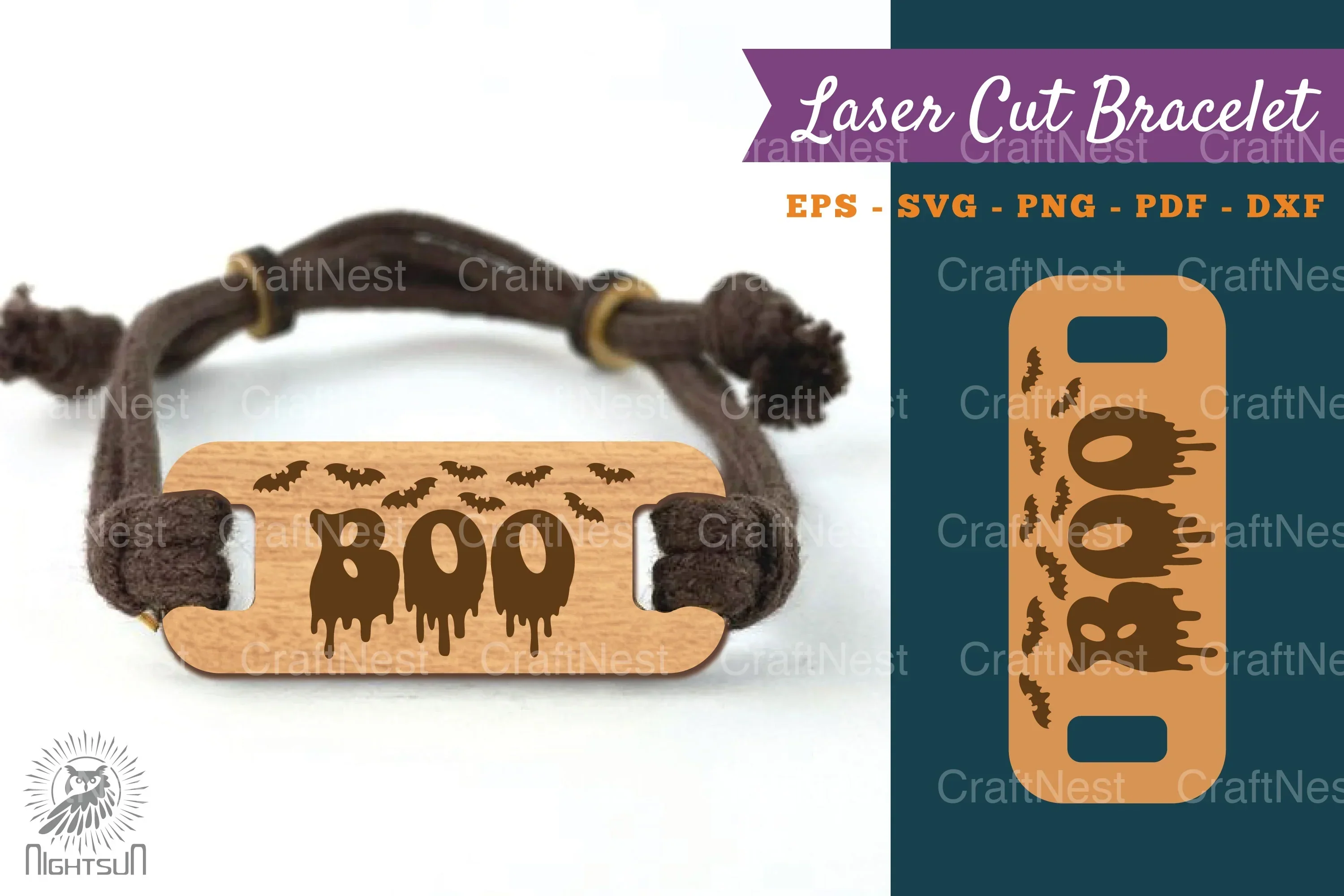 Halloween Boo Laser Cut Bracelet SVG Bundle
