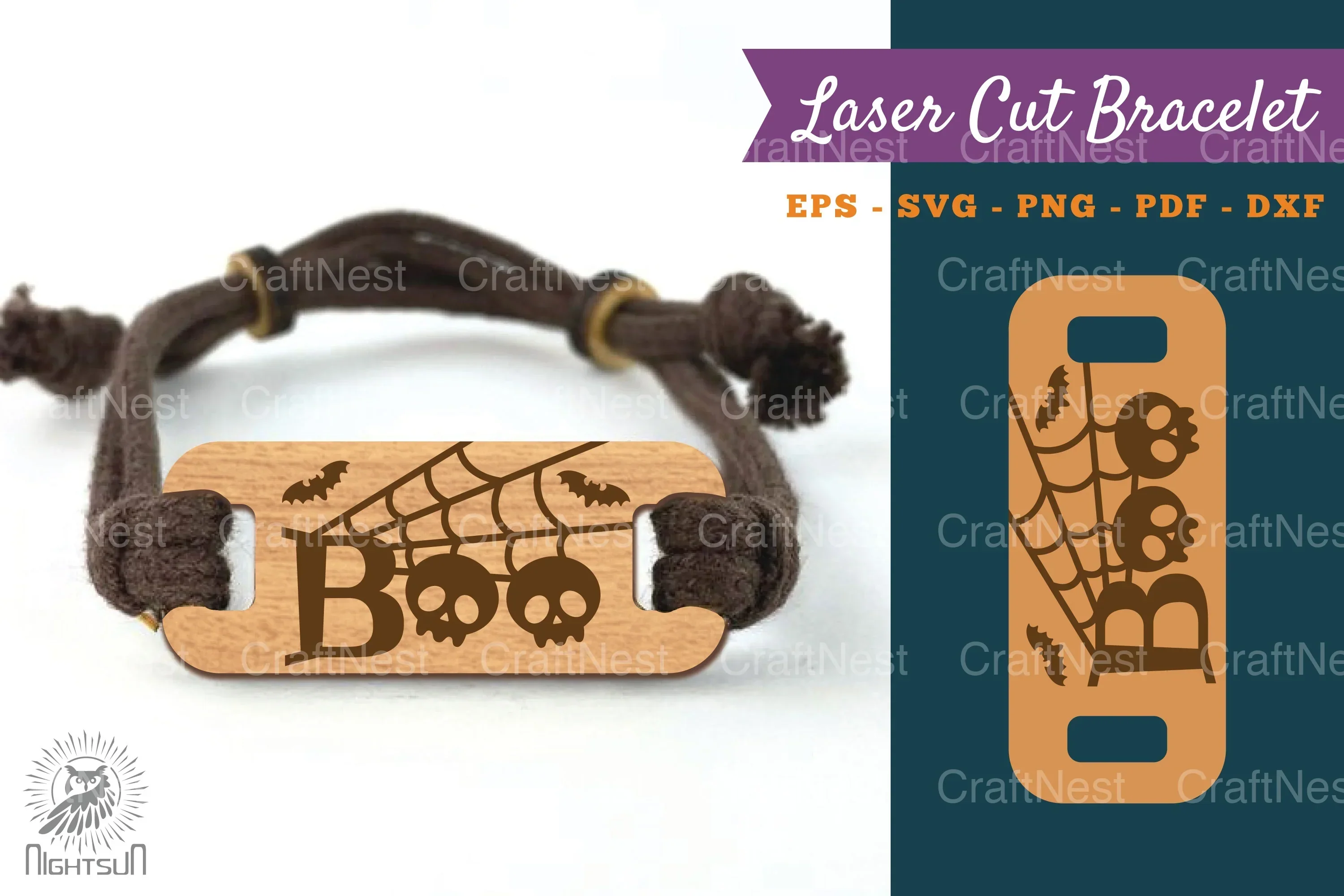 Halloween Boo Laser Cut Bracelet SVG Bundle