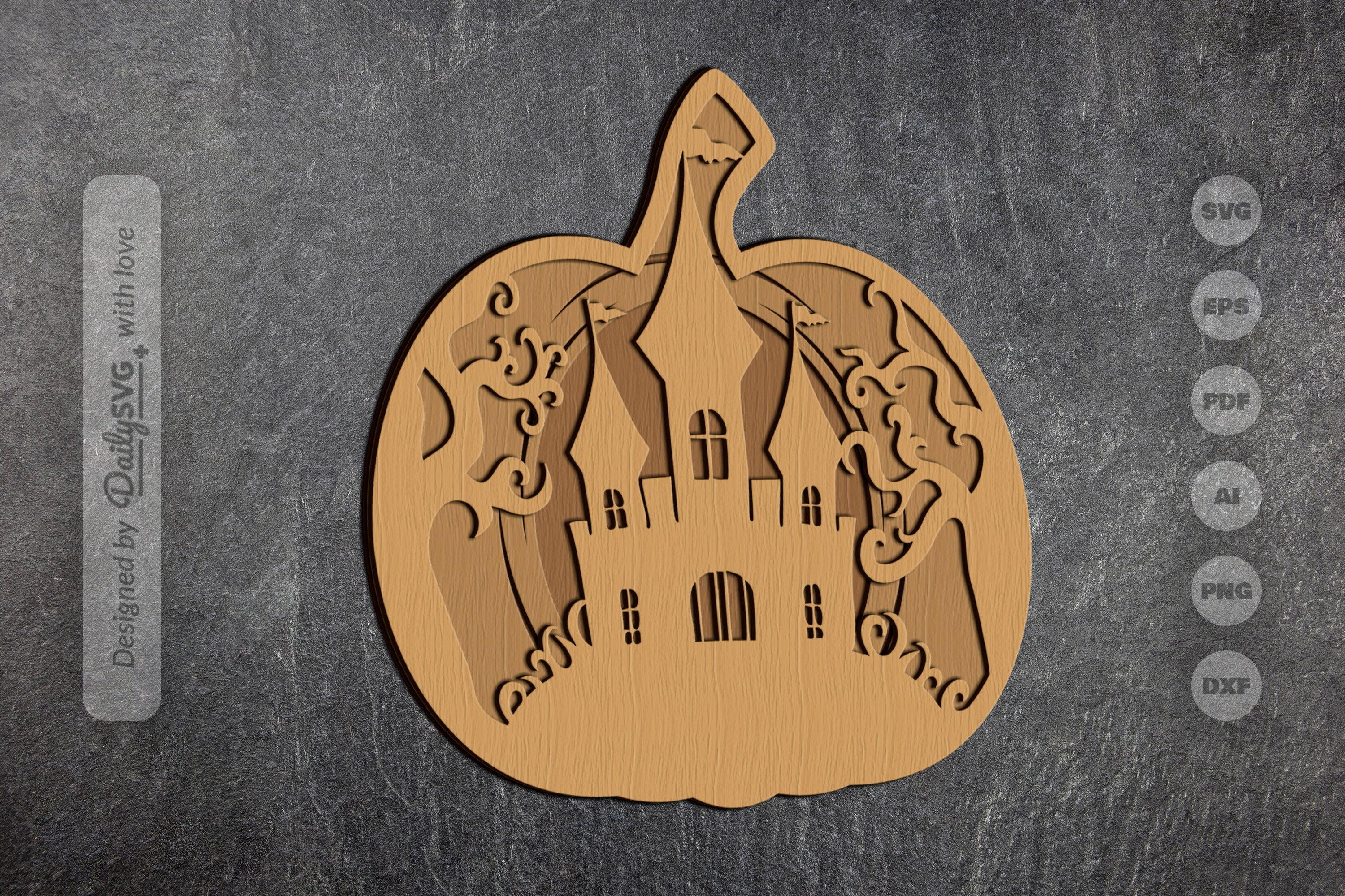 Halloween Castle Pumpkin Laser Cut SVG Bundle - Image 3