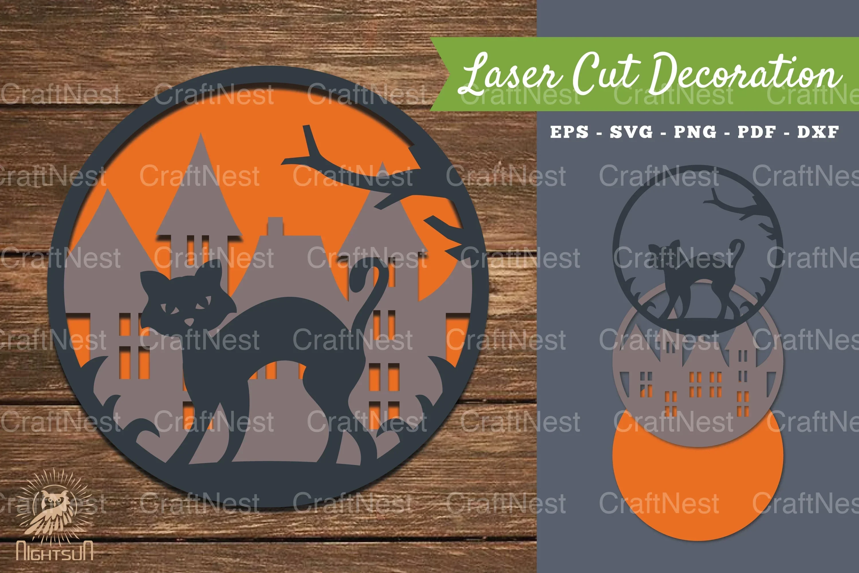 Halloween Cat Laser Cut Decoration Clipart Bundle