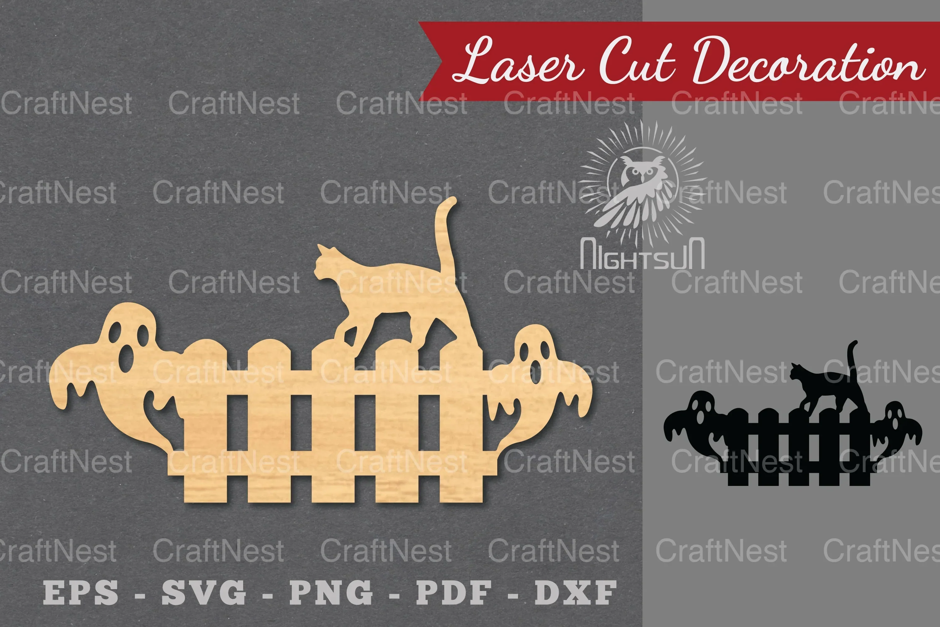 Halloween Cat Laser Cut Decoration Clipart Bundle