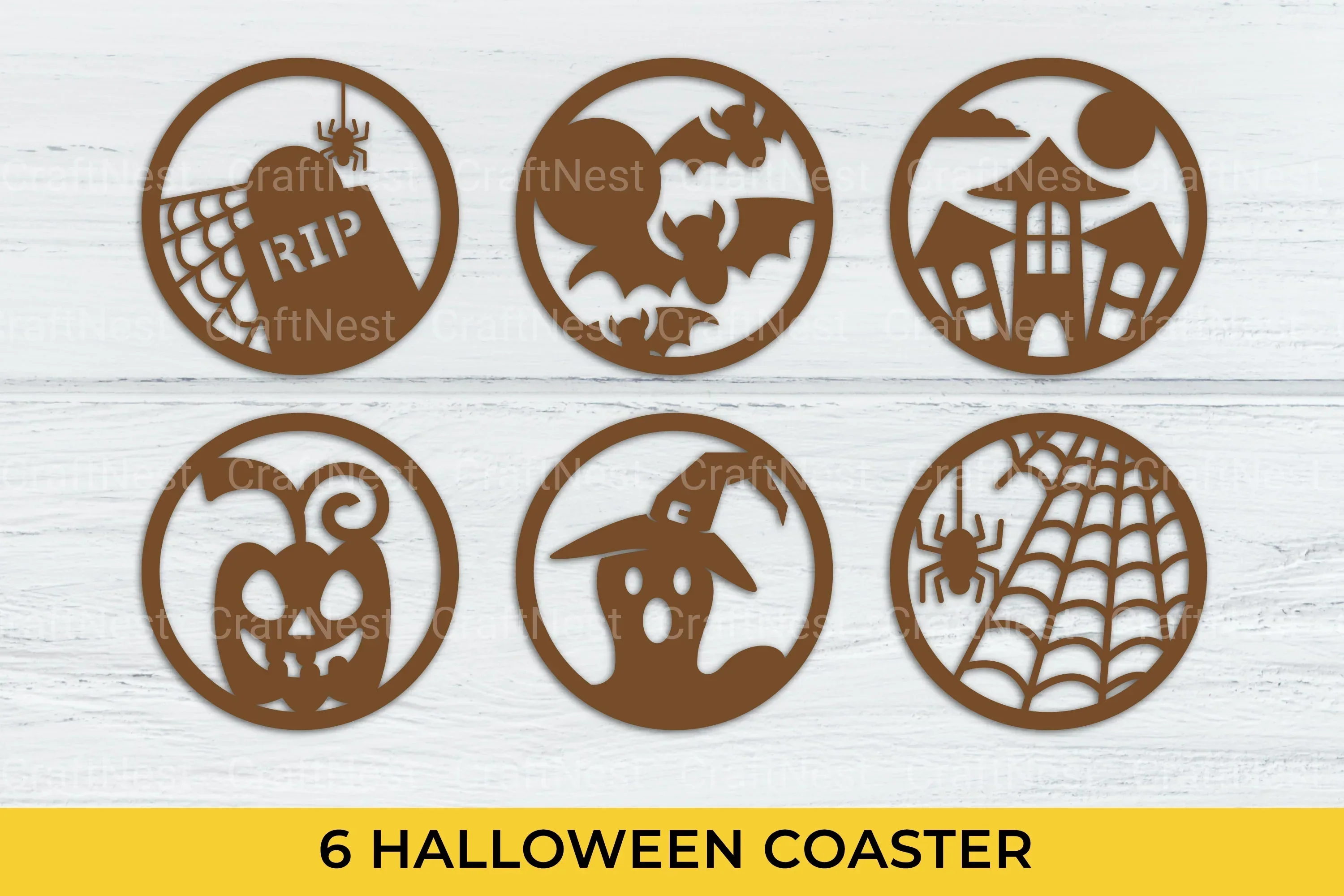 Halloween Coaster Lasercut SVG Bundle