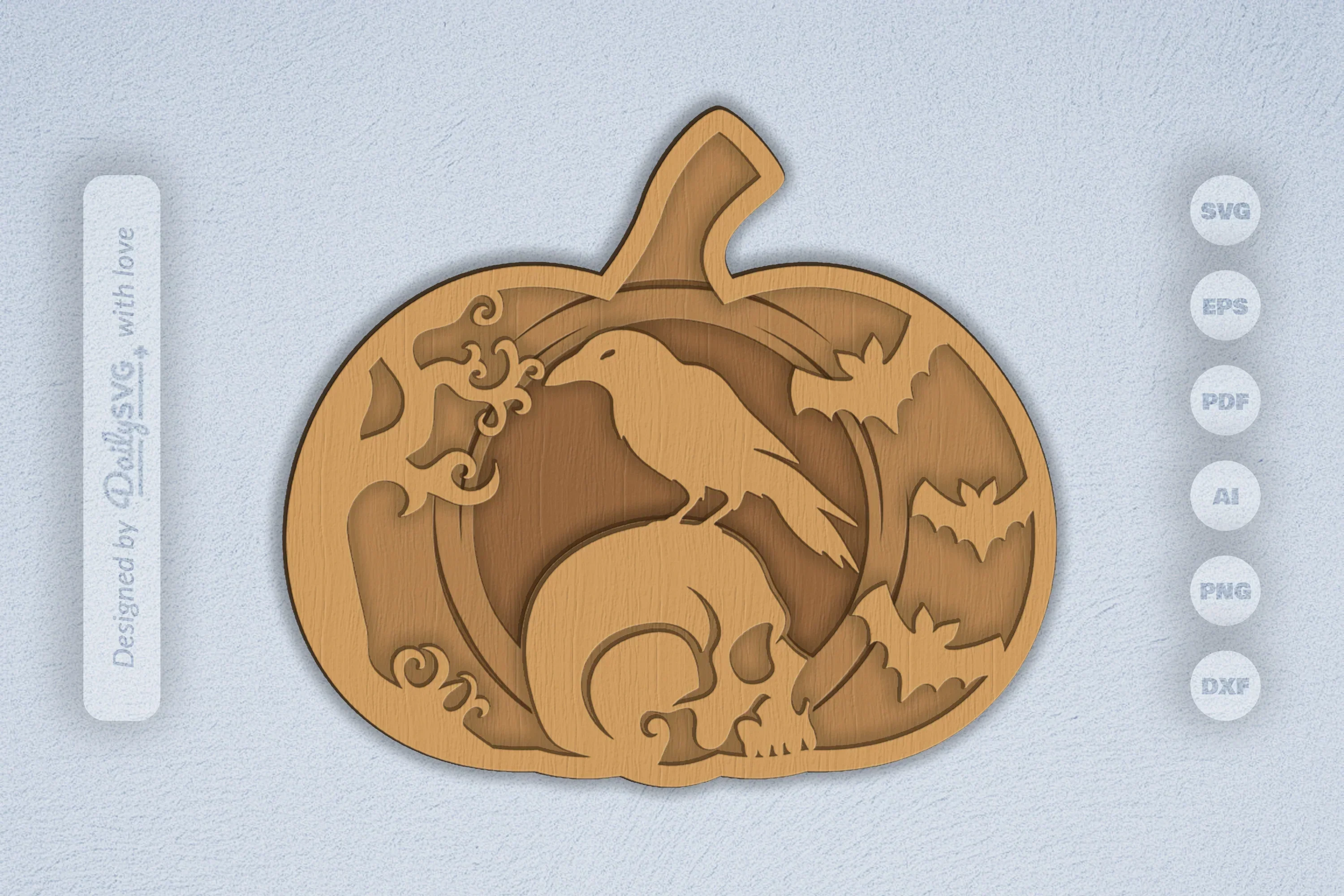 Halloween Crow Pumpkin Laser Cut SVG Bundle