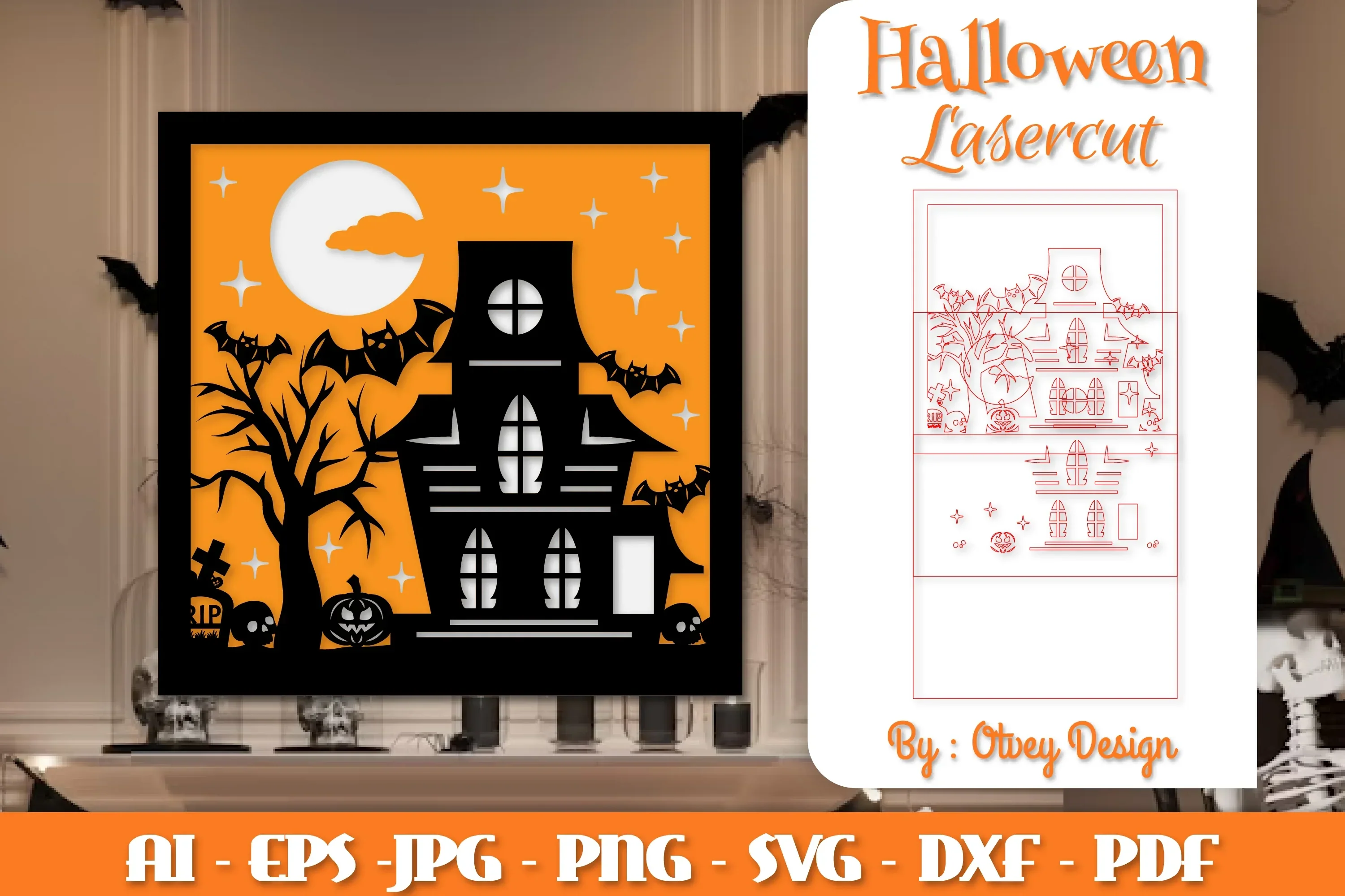 Halloween Decorations Layered Lasercut SVG Bundle
