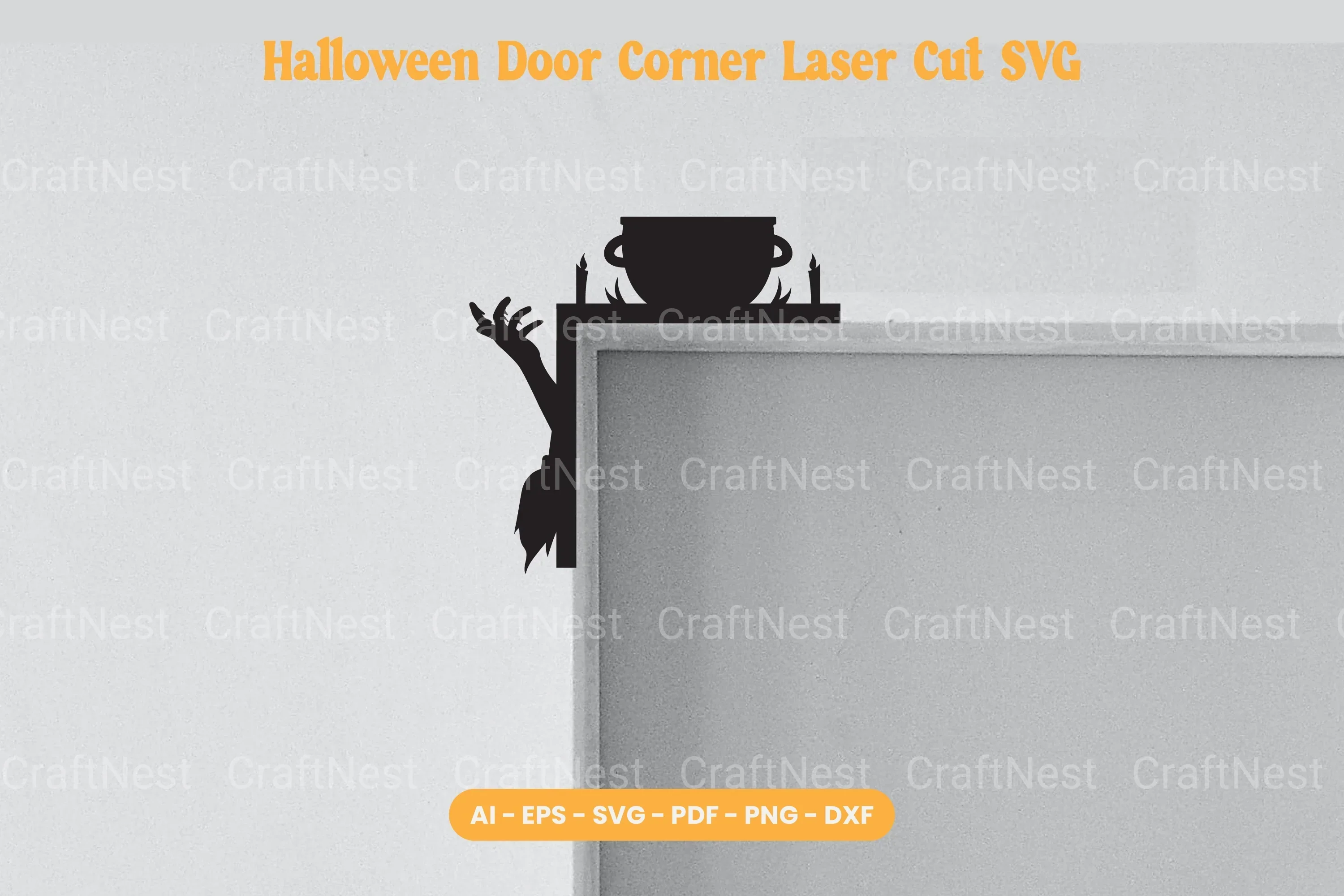 Halloween Door Corner Laser Cut SVG Bundle - Clipart Bundle