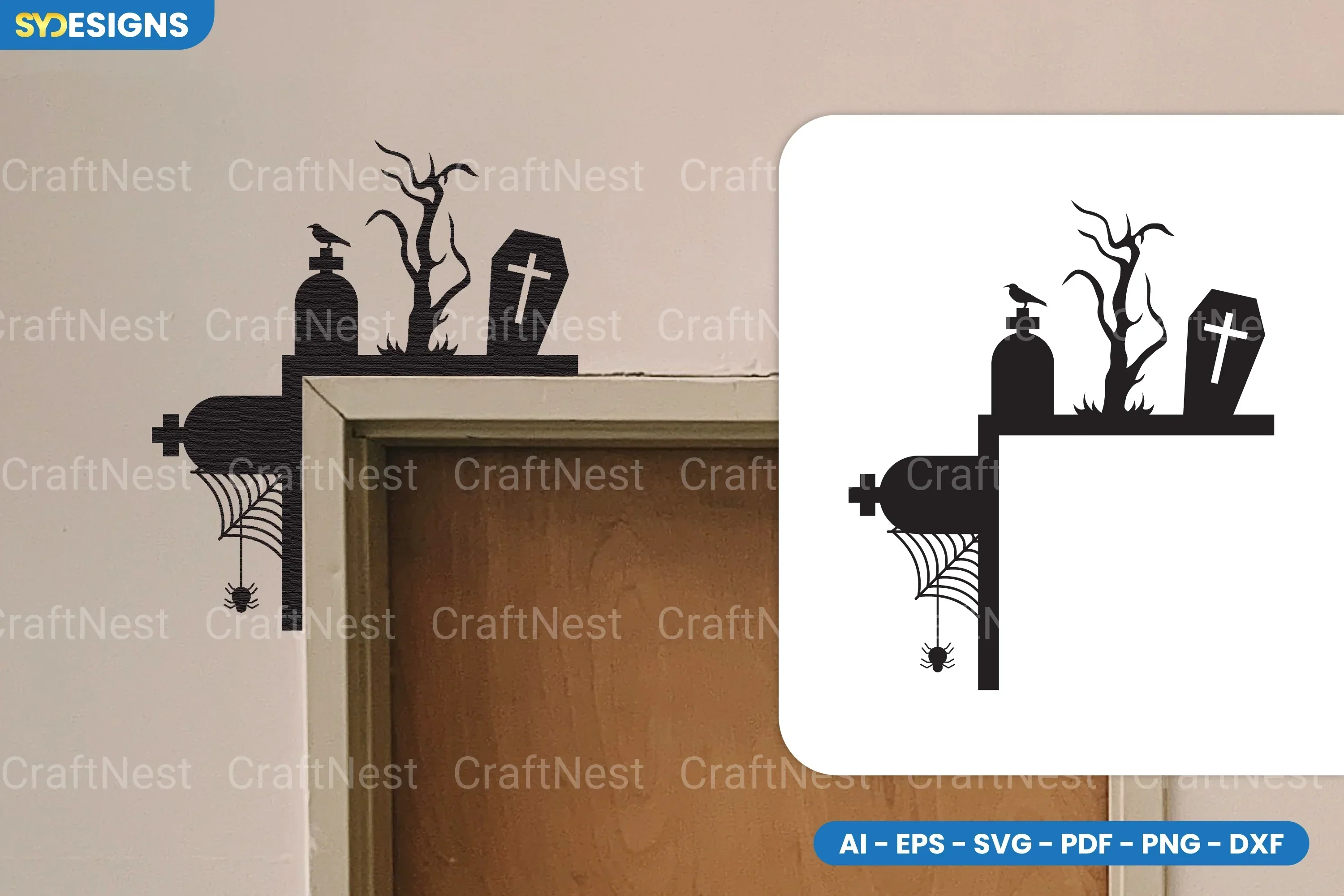Halloween Door Corner Lasercut SVG Bundle Clipart