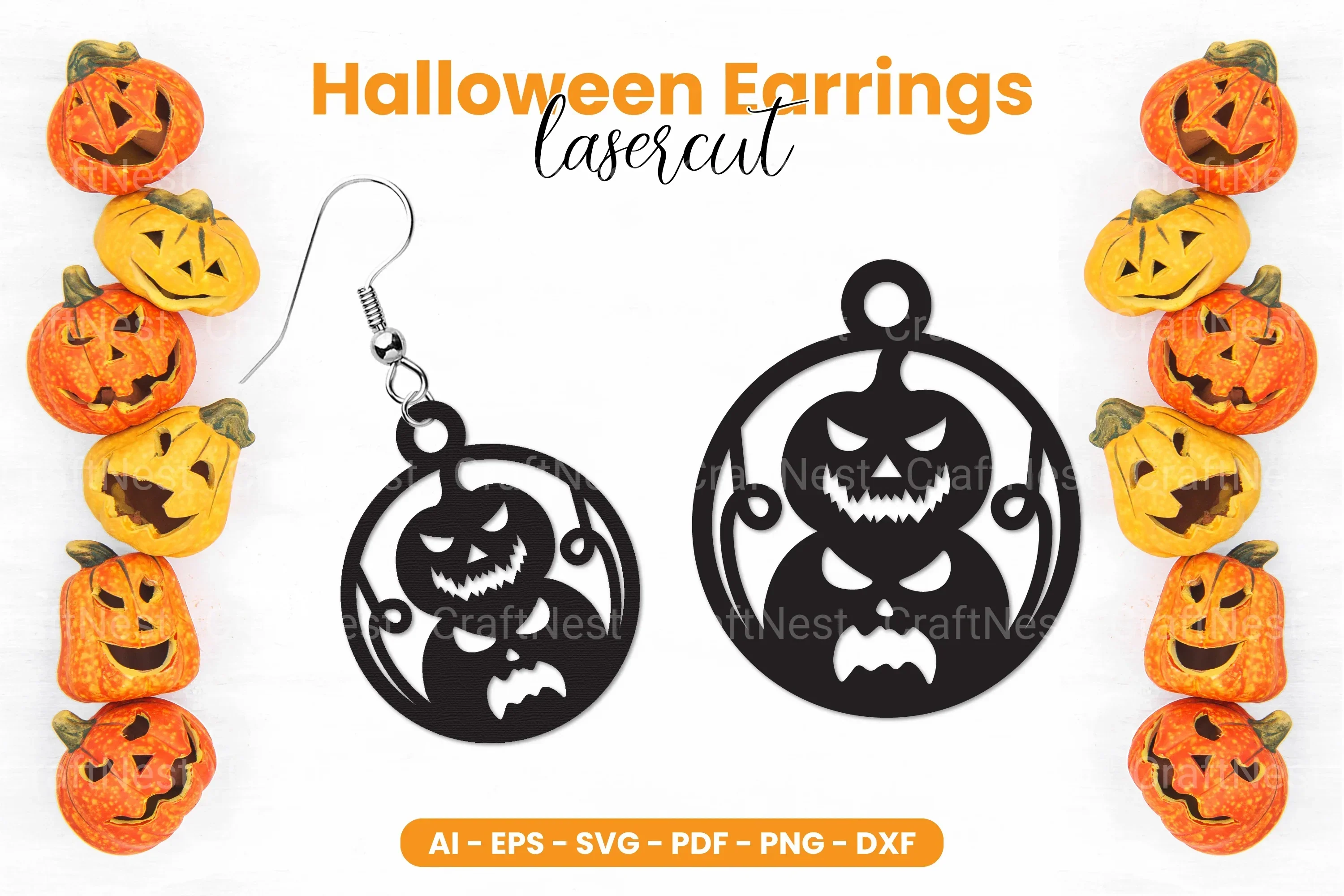 Halloween Earrings Laser Cut SVG Bundle - Clipart Bundle