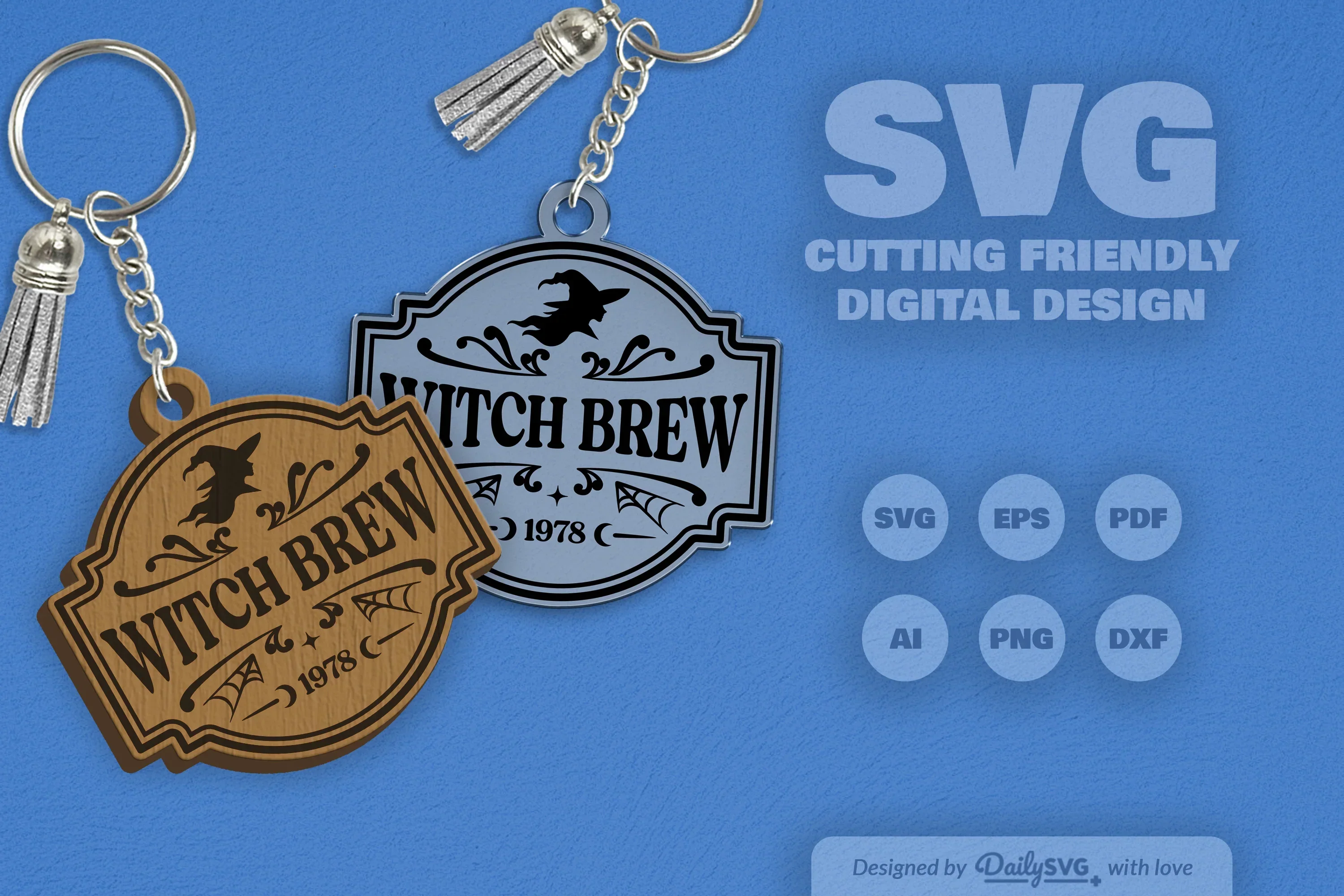 Halloween Engraving Keychain Clipart SVG Bundle - Image 3
