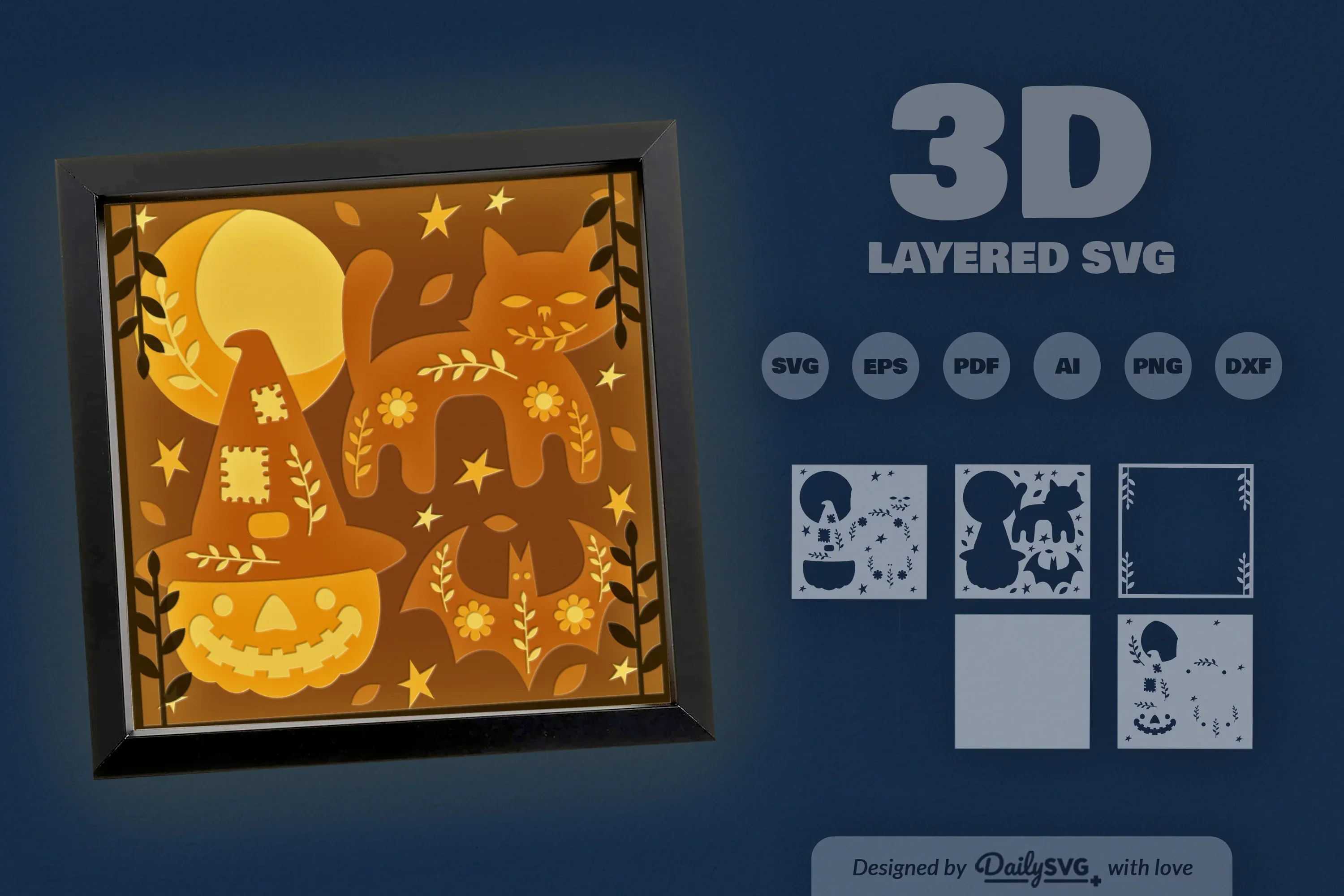 Halloween Folk Art Papercut SVG Bundle - Image 3