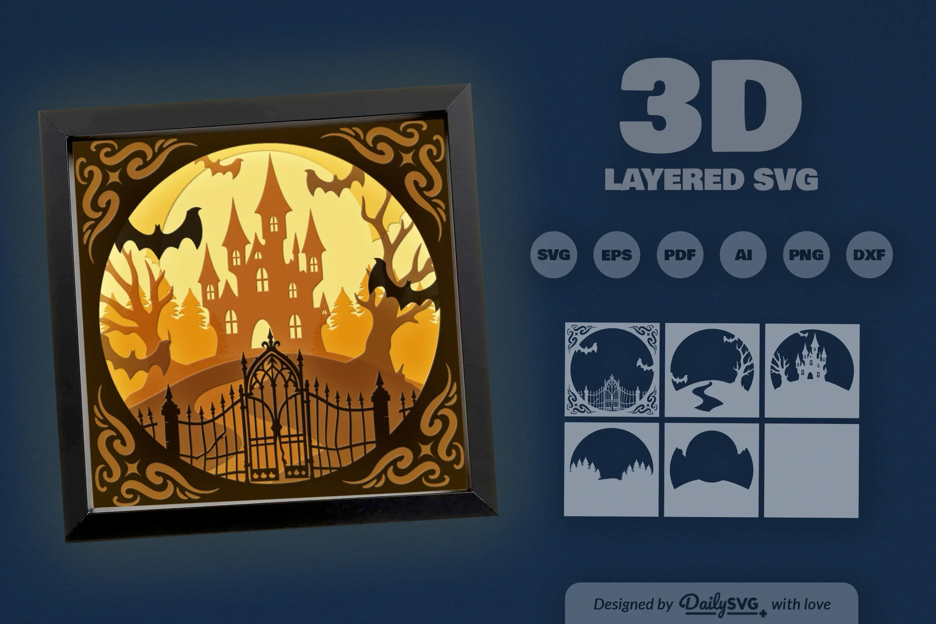 Halloween Haunted Castle 3D Papercut SVG Bundle - Image 3
