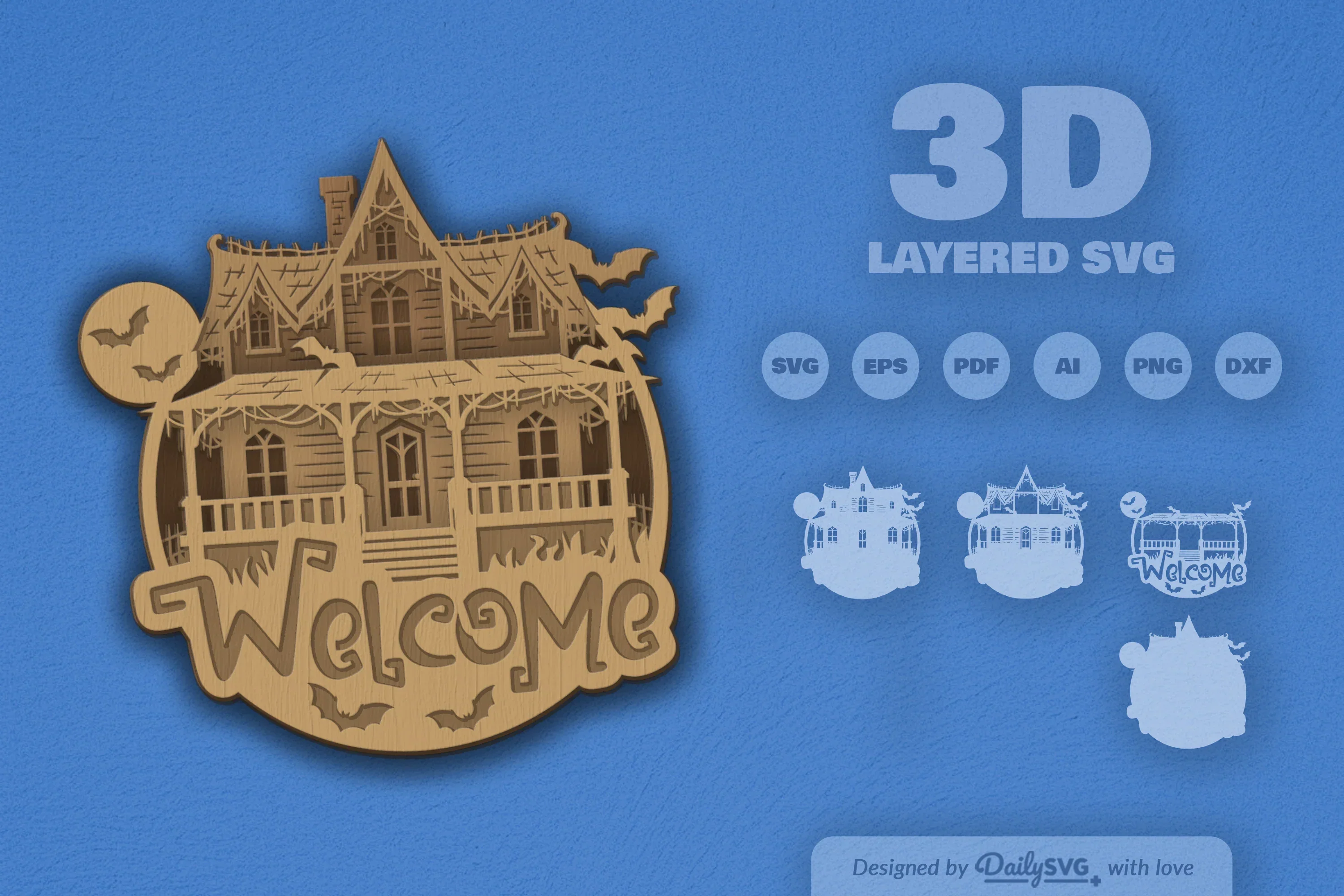 Halloween Haunted House 3D SVG Bundle - Image 2