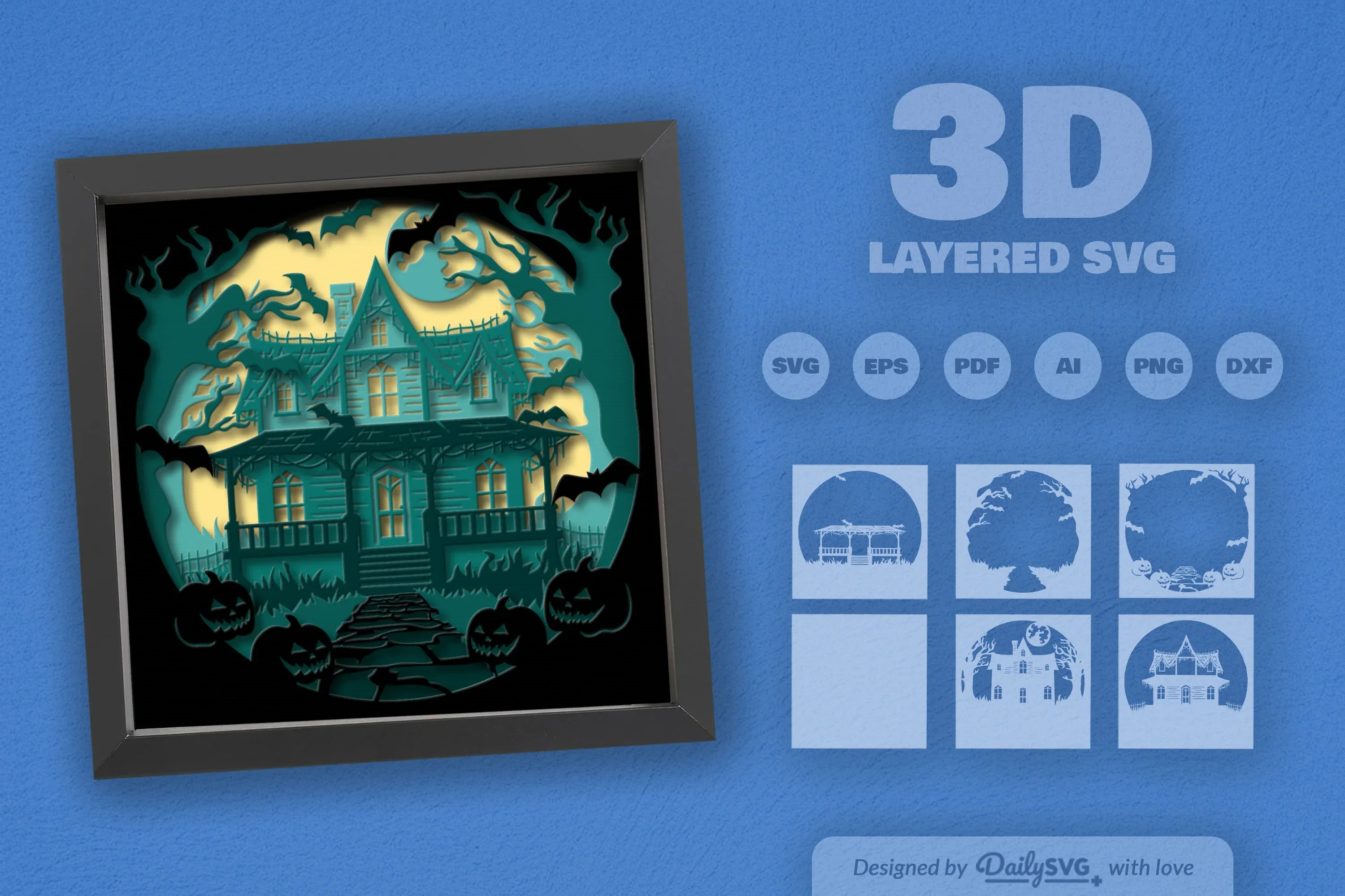 Halloween Haunted House Papercut SVG Bundle - Image 2